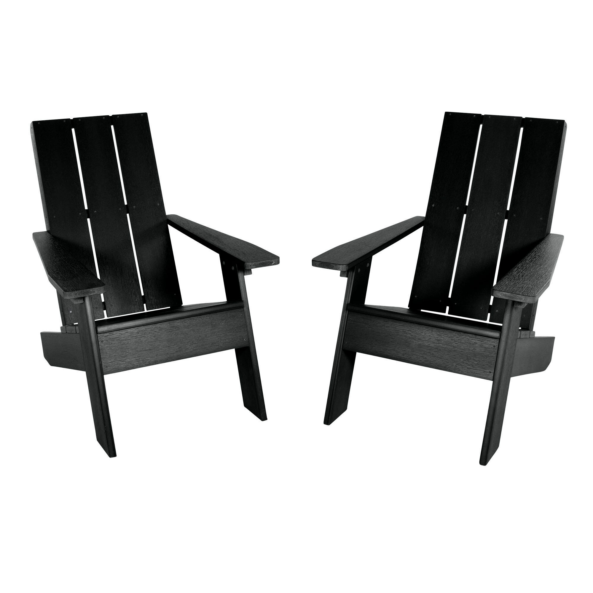 Highwood Italica Outdoor Adirondack Chair (Set of 2), Black, large