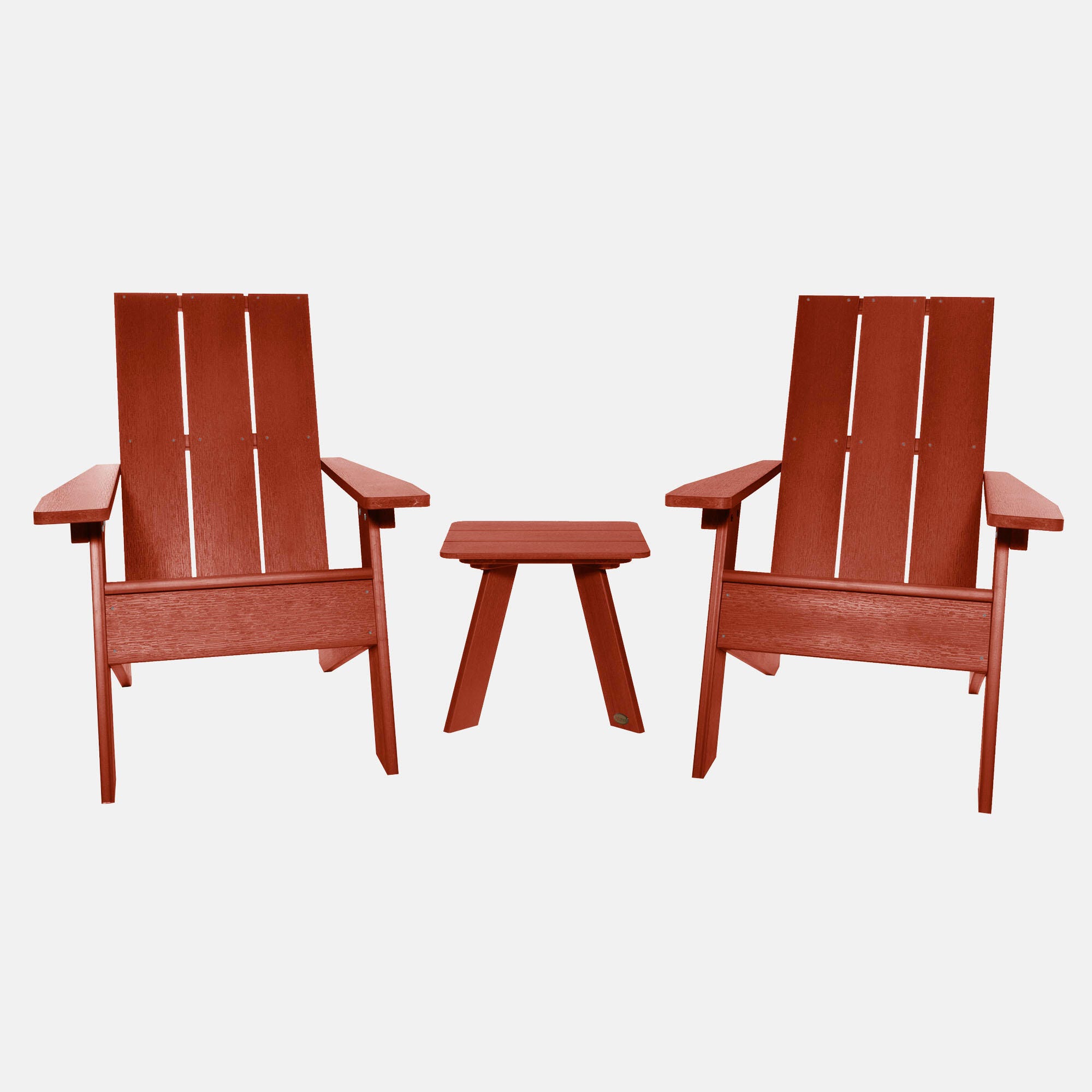 Highwood Italica Outdoor Side Table and Adirondack Chair (Set of 2), Rustic Red, large