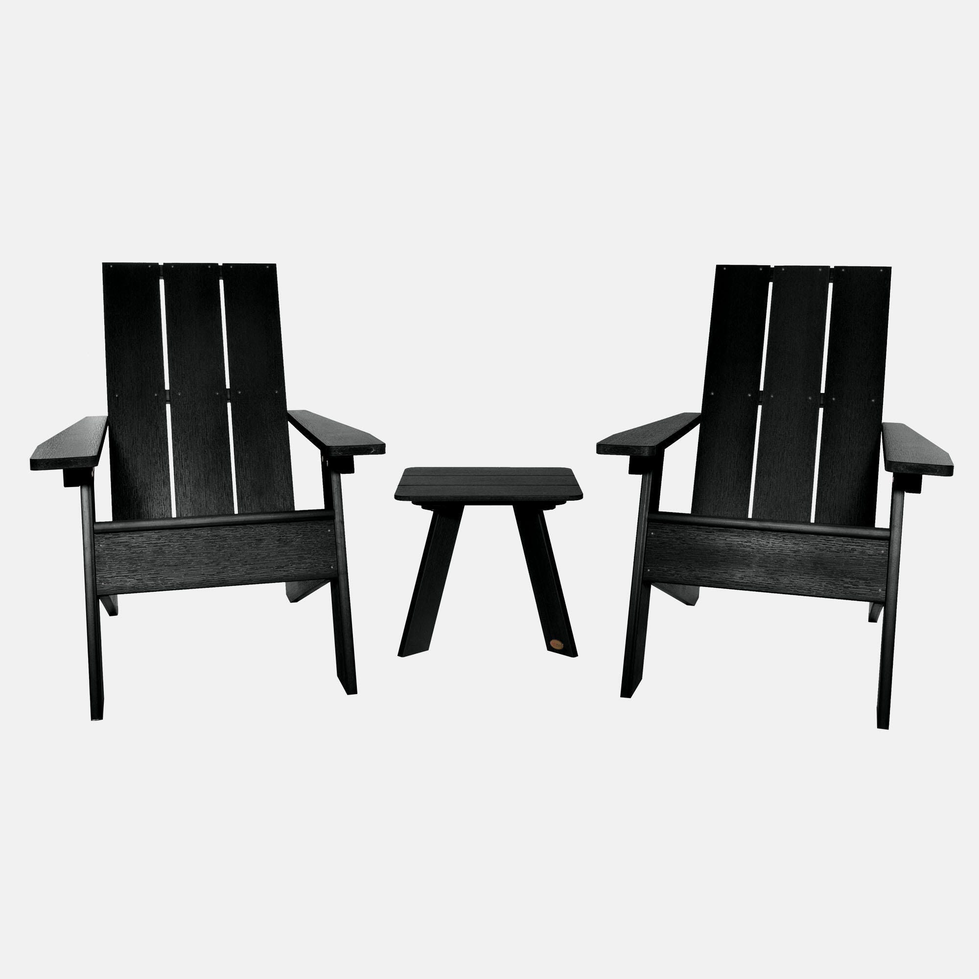 Highwood Italica Outdoor Side Table and Adirondack Chair (Set of 2), Black, large