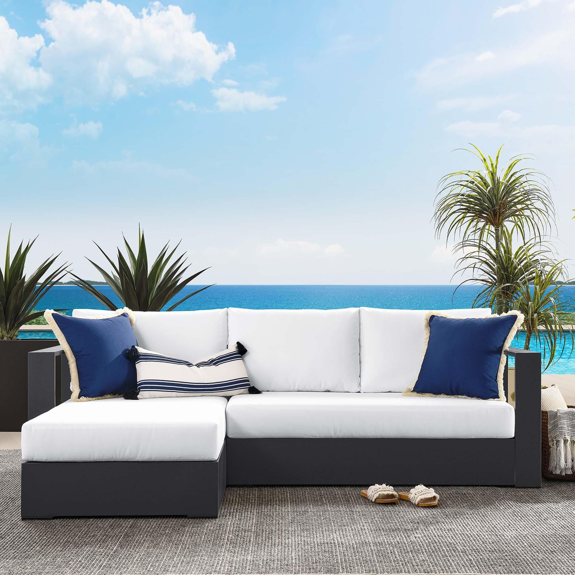Modway Tahoe 2-Piece Outdoor Left-Facing Sectional, Gray/White, large