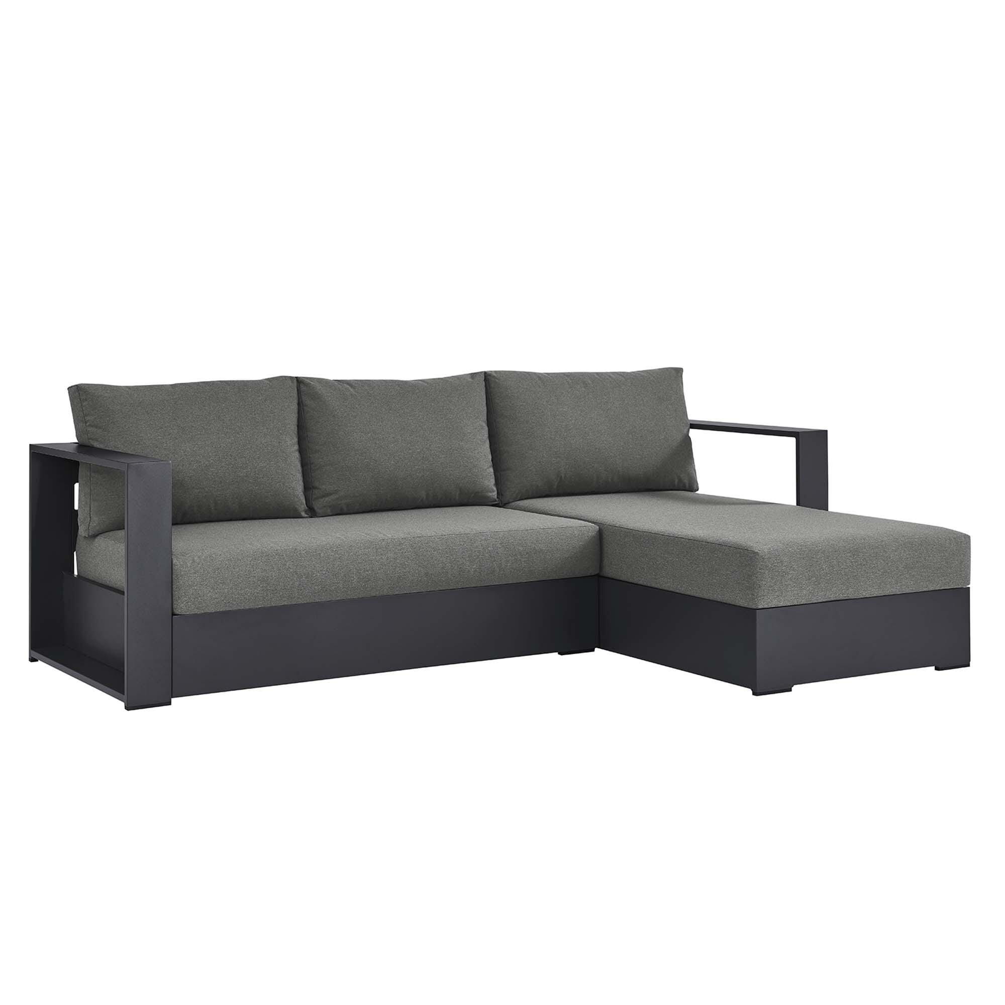 Modway Tahoe 2-Piece Outdoor Right-Facing Sectional, Gray/Charcoal, large