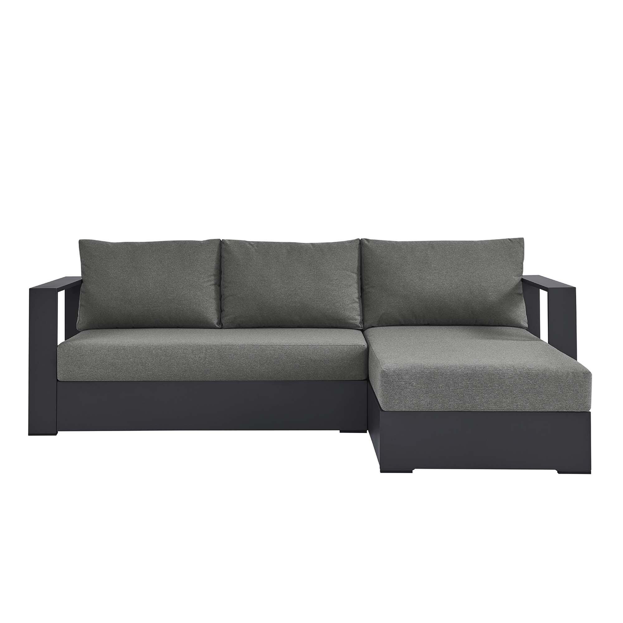 Modway Tahoe 2-Piece Outdoor Right-Facing Sectional, Gray/Charcoal, large