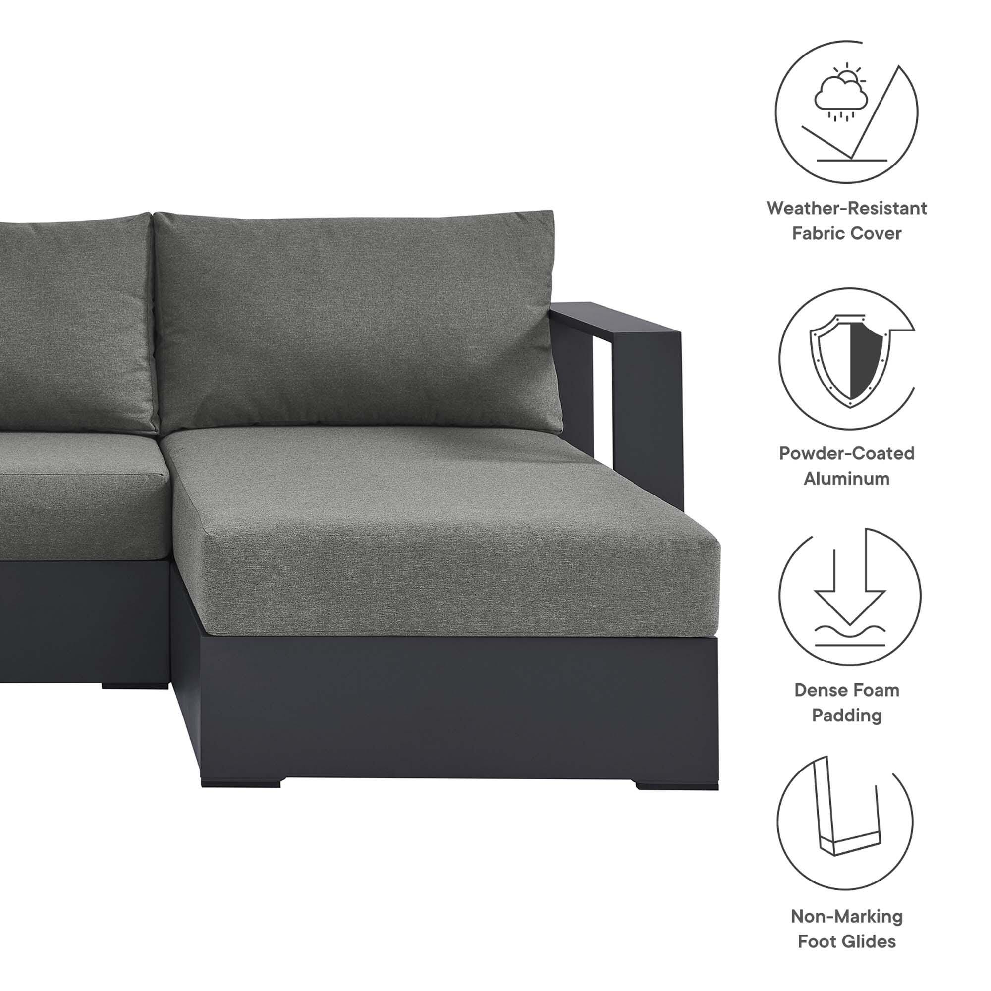 Modway Tahoe 2-Piece Outdoor Right-Facing Sectional, Gray/Charcoal, large