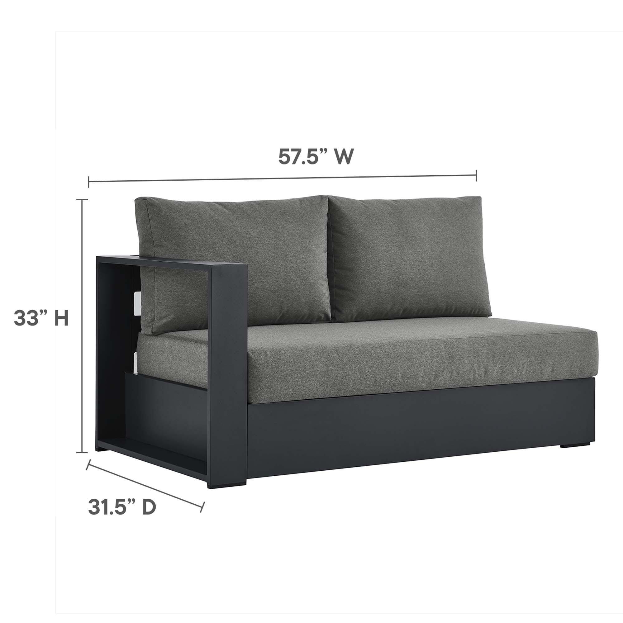 Modway Tahoe 2-Piece Outdoor Right-Facing Sectional, Gray/Charcoal, large