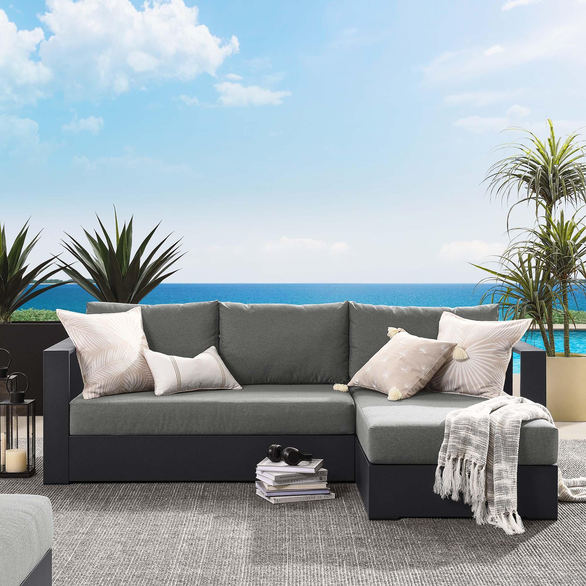 Modway Tahoe 2-Piece Outdoor Right-Facing Sectional, Gray/Charcoal, large