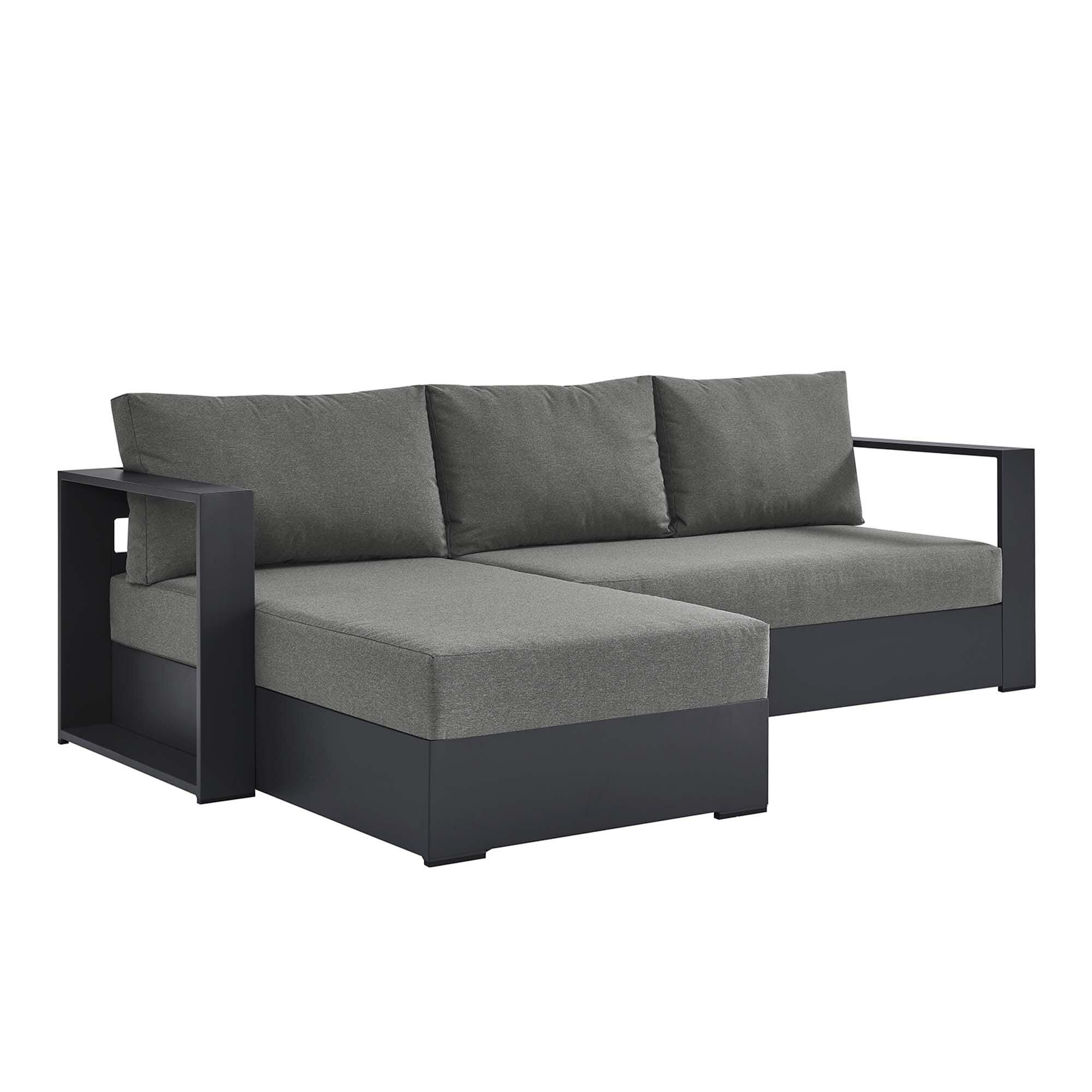 Modway Tahoe 2-Piece Outdoor Left-Facing Sectional, Gray/Charcoal, large