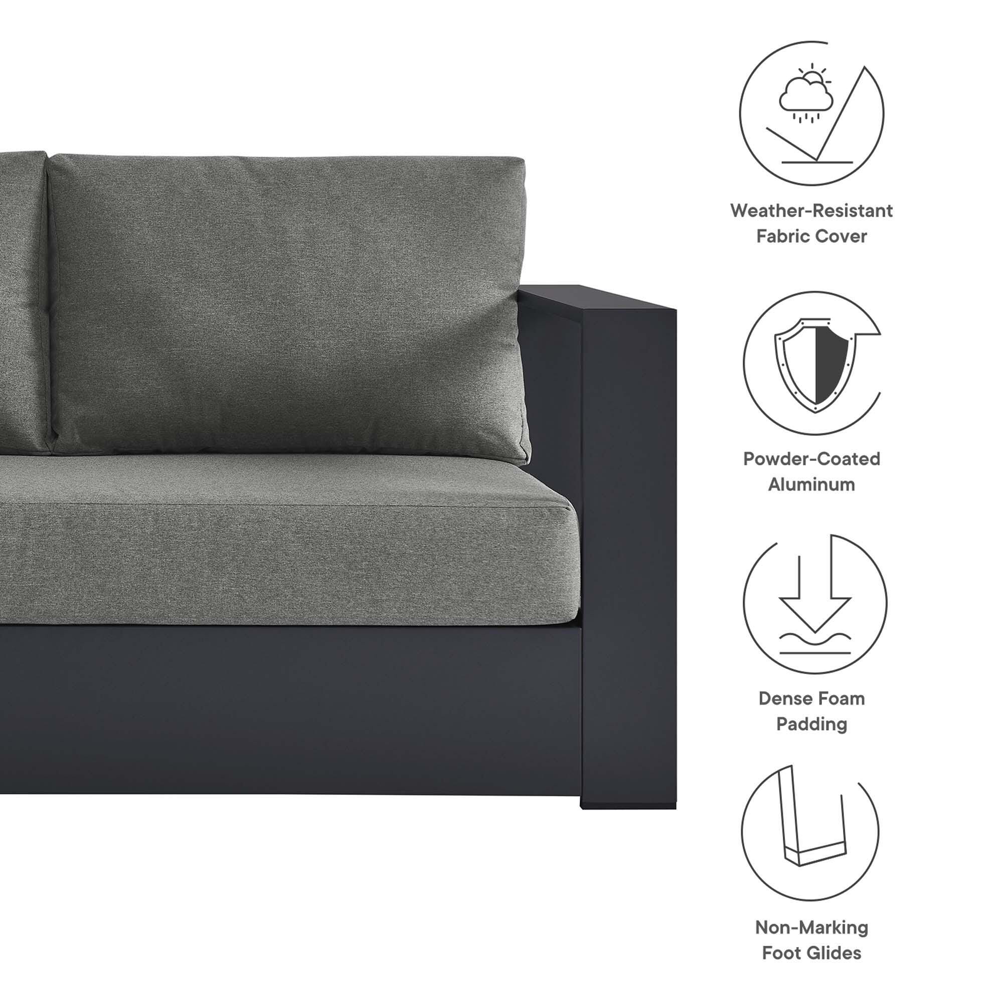 Modway Tahoe 2-Piece Outdoor Left-Facing Sectional, Gray/Charcoal, large