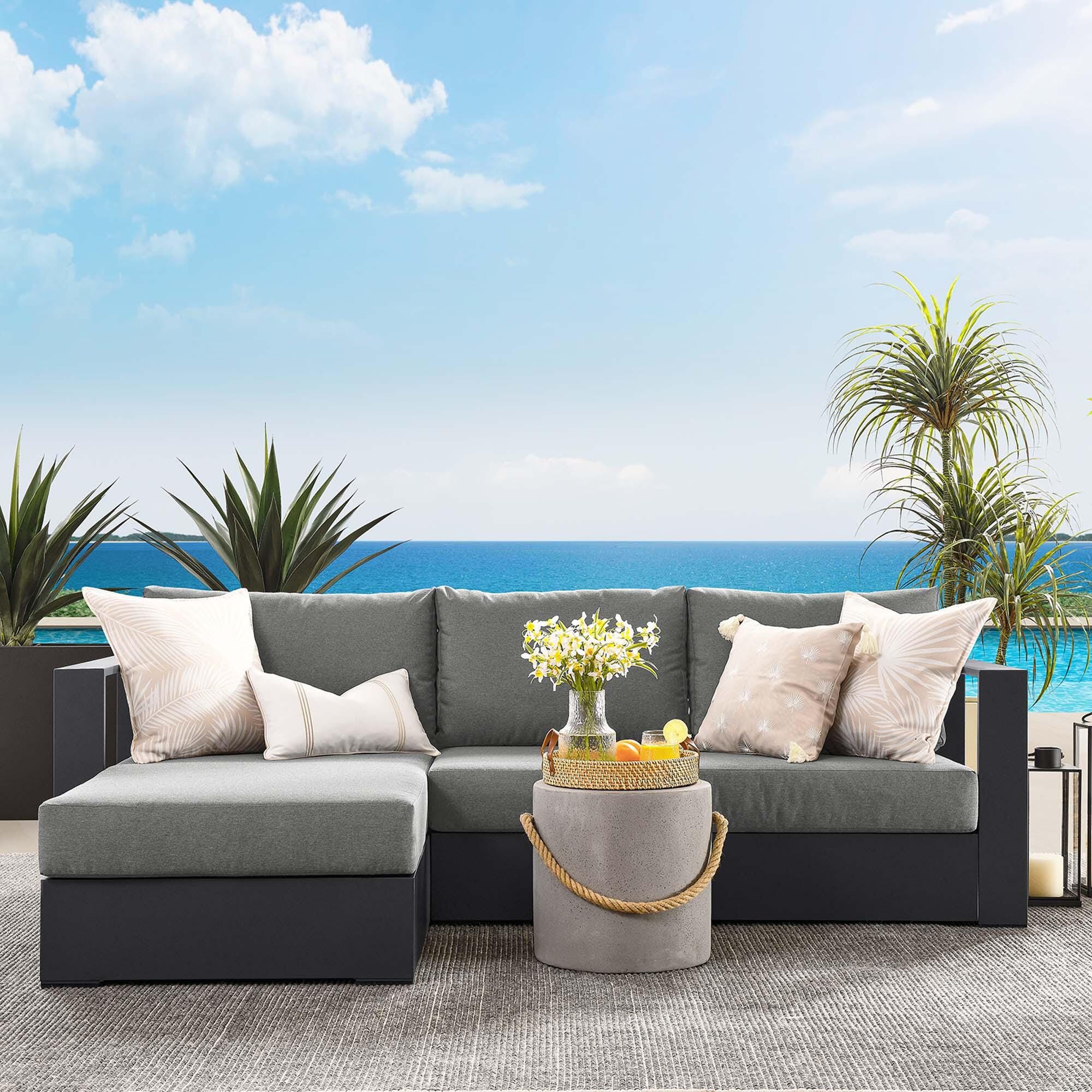 Modway Tahoe 2-Piece Outdoor Left-Facing Sectional, Gray/Charcoal, large