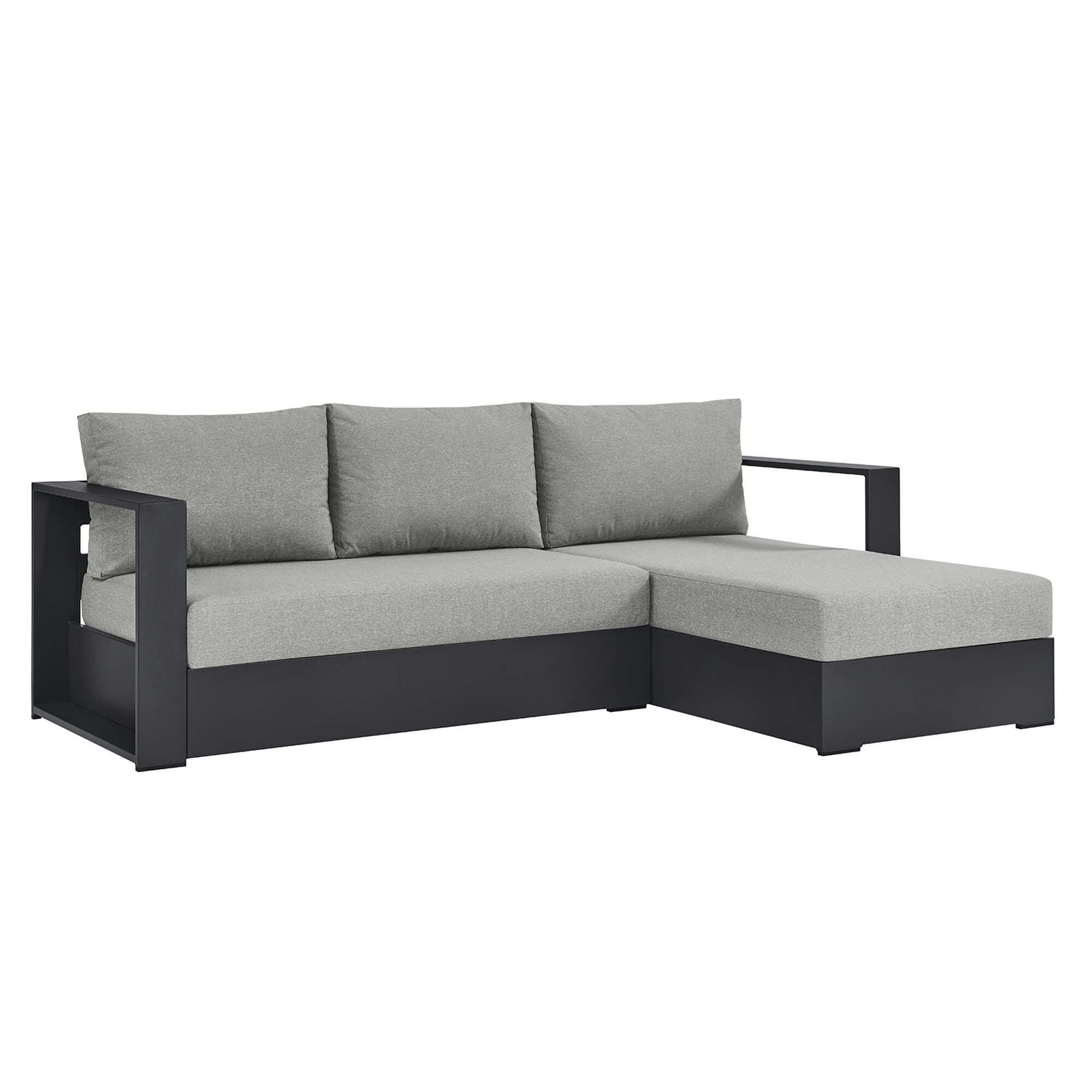 Modway Tahoe 2-Piece Outdoor Right-Facing Sectional, Gray/Gray, large