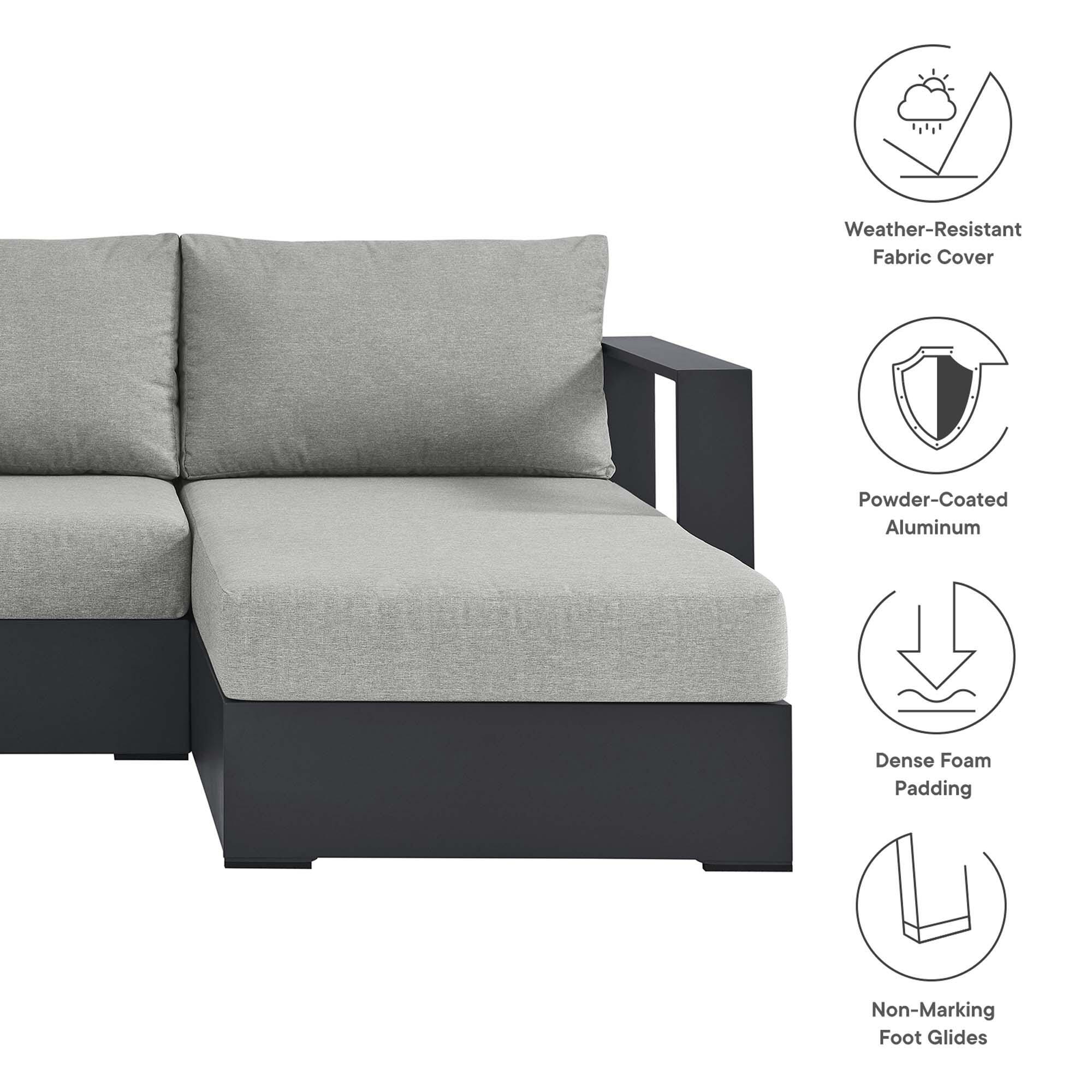 Modway Tahoe 2-Piece Outdoor Right-Facing Sectional, Gray/Gray, large
