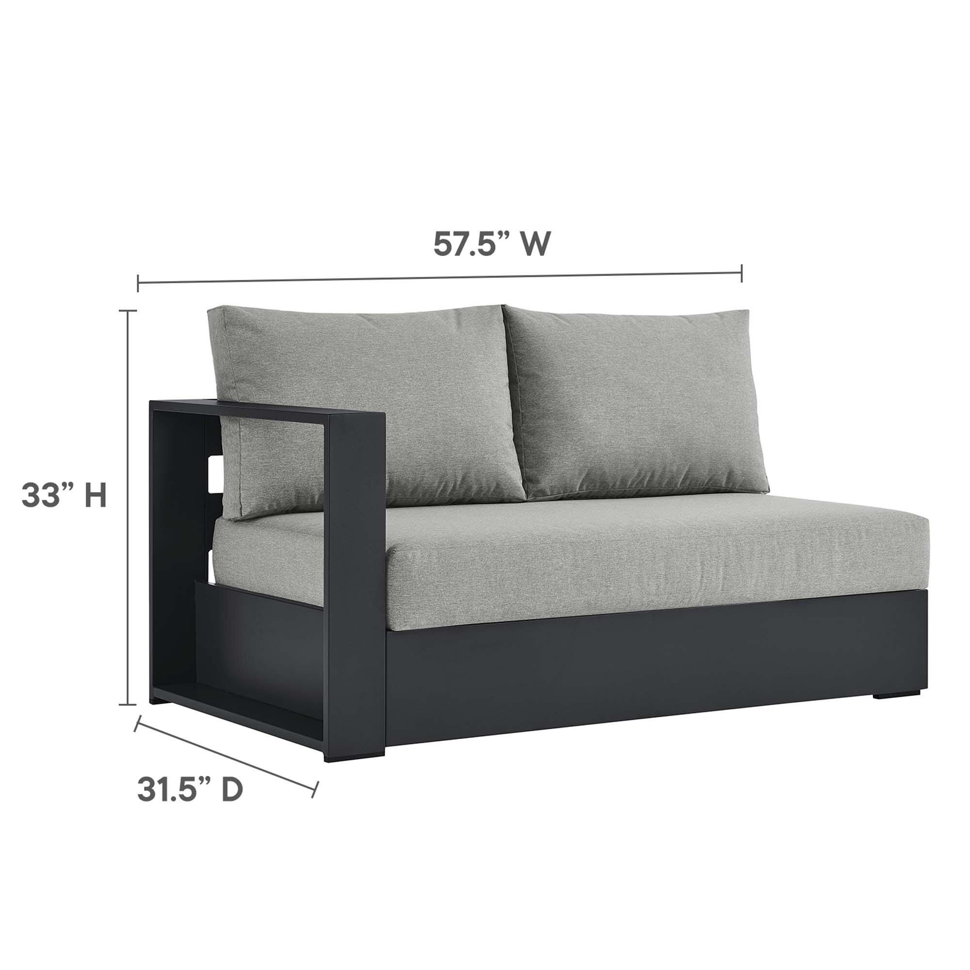 Modway Tahoe 2-Piece Outdoor Right-Facing Sectional, Gray/Gray, large