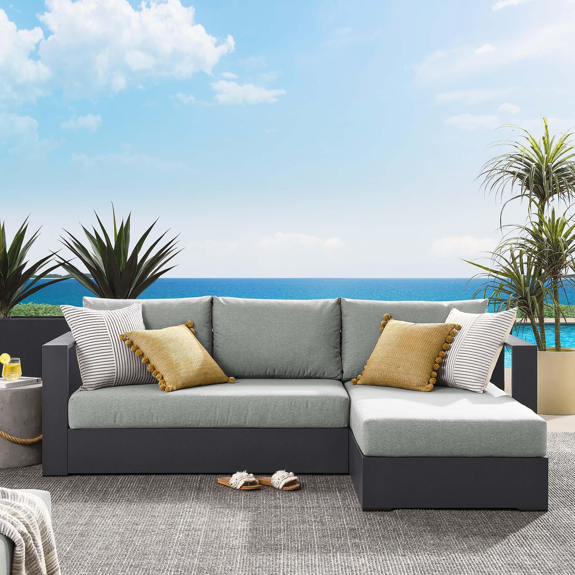 Modway Tahoe 2-Piece Outdoor Right-Facing Sectional, Gray/Gray, large