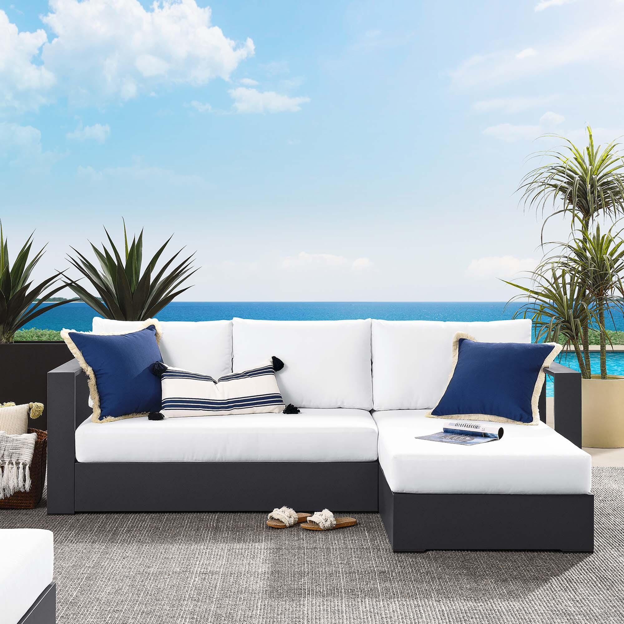 Modway Tahoe 2-Piece Outdoor Right-Facing Sectional, Gray/White, large