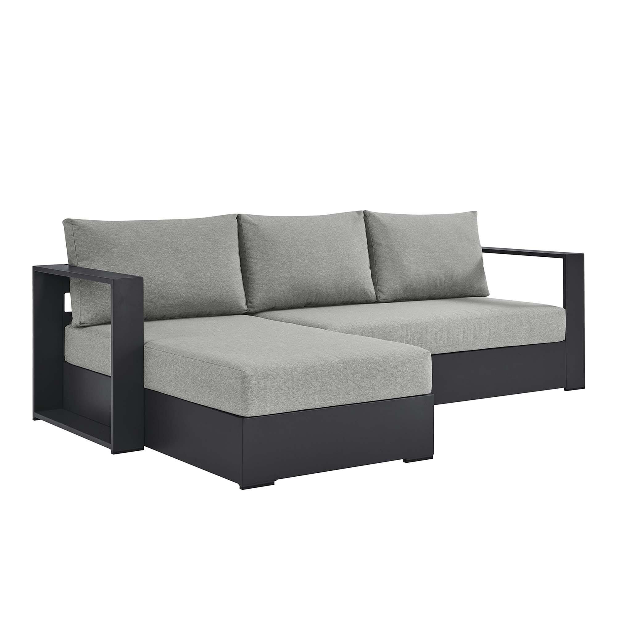 Modway Tahoe 2-Piece Outdoor Left-Facing Sectional, Gray/Gray, large