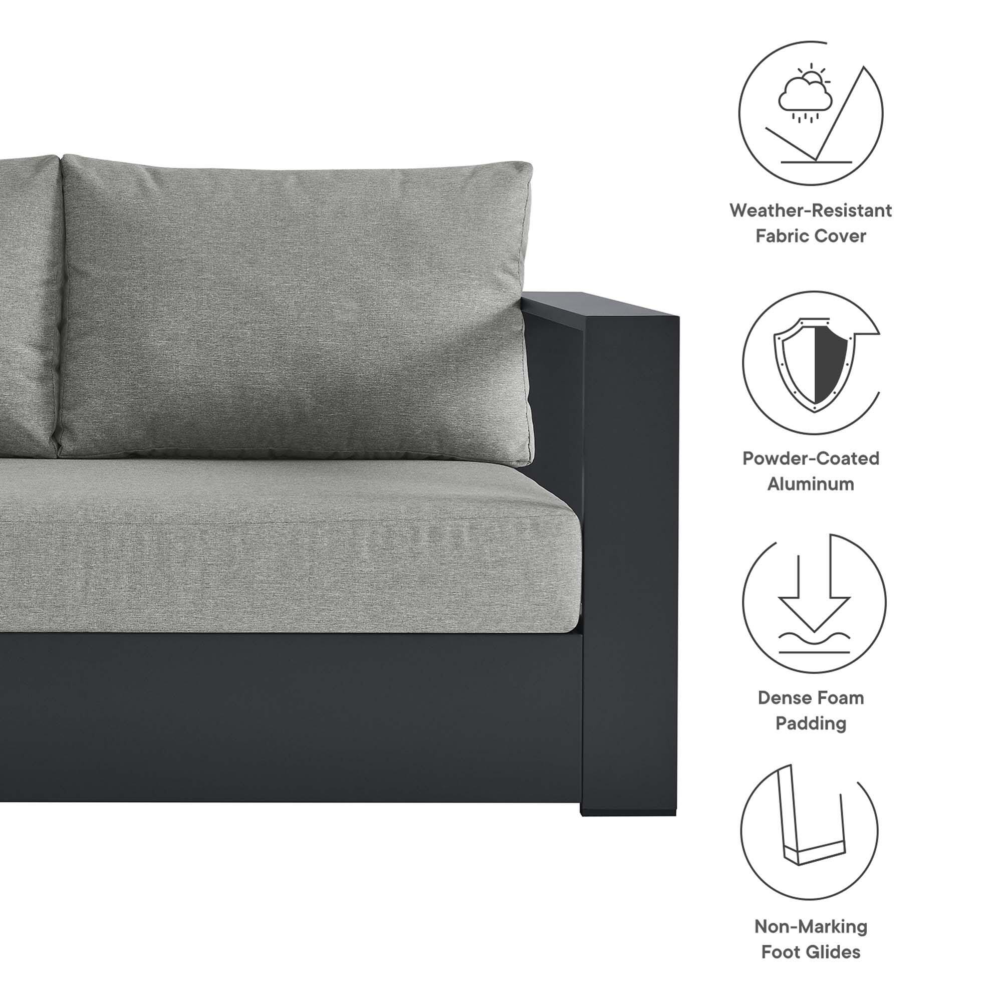 Modway Tahoe 2-Piece Outdoor Left-Facing Sectional, Gray/Gray, large