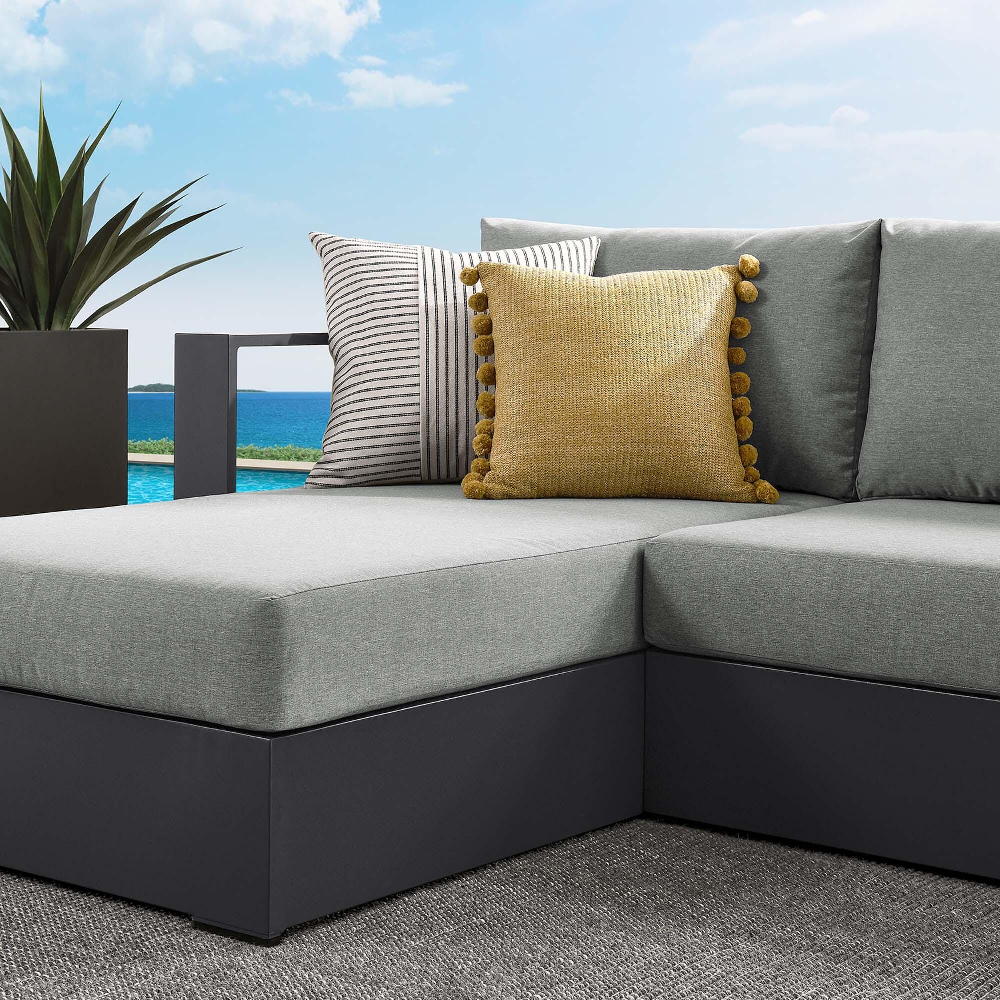 Modway Tahoe 2-Piece Outdoor Left-Facing Sectional, Gray/Gray, large