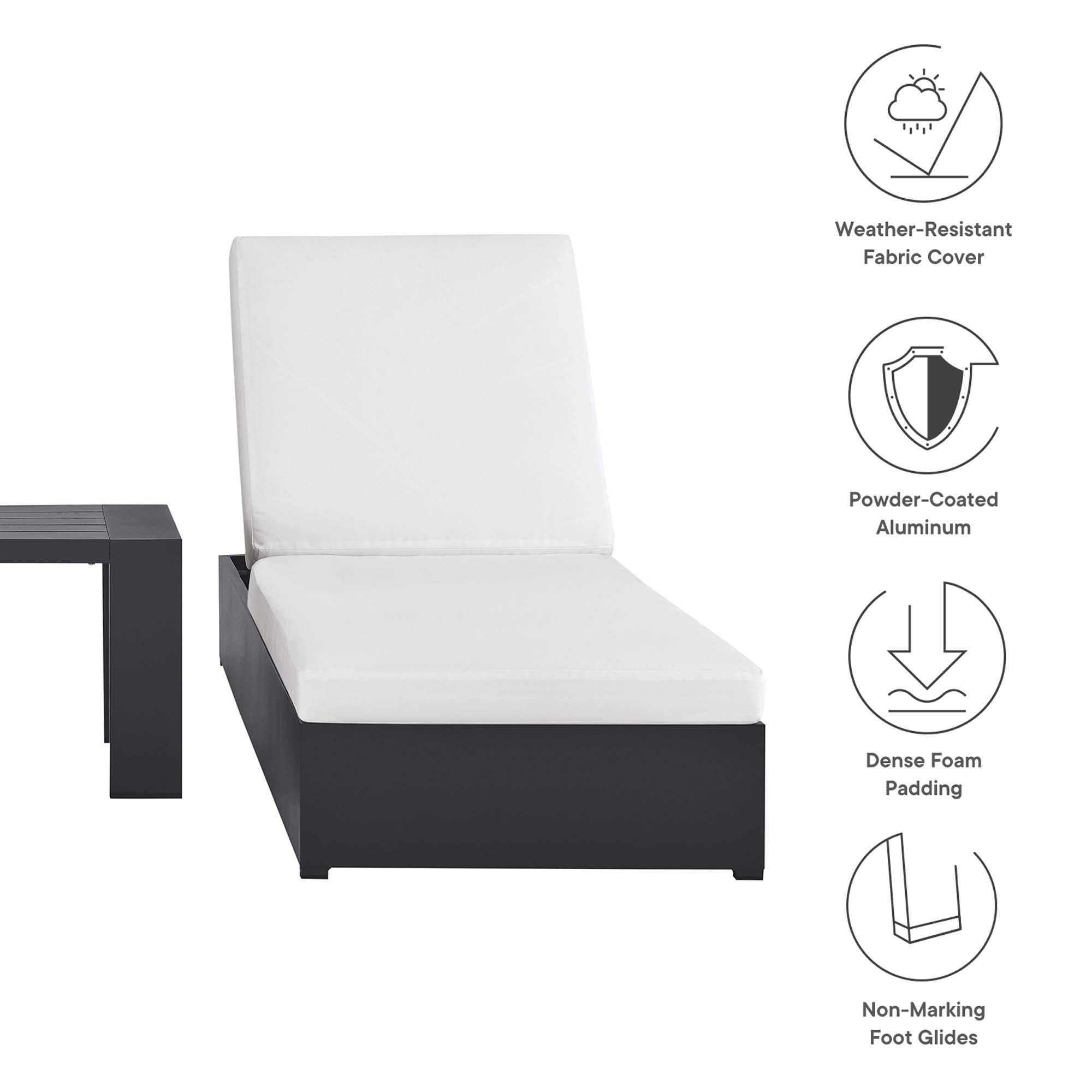 Modway Tahoe Outdoor 2 Chaise Lounge and Side Table, Gray/White, large