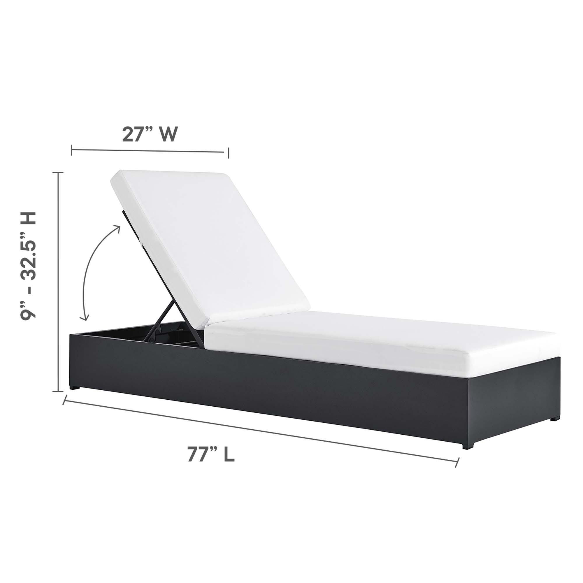 Modway Tahoe Outdoor 2 Chaise Lounge and Side Table, Gray/White, large