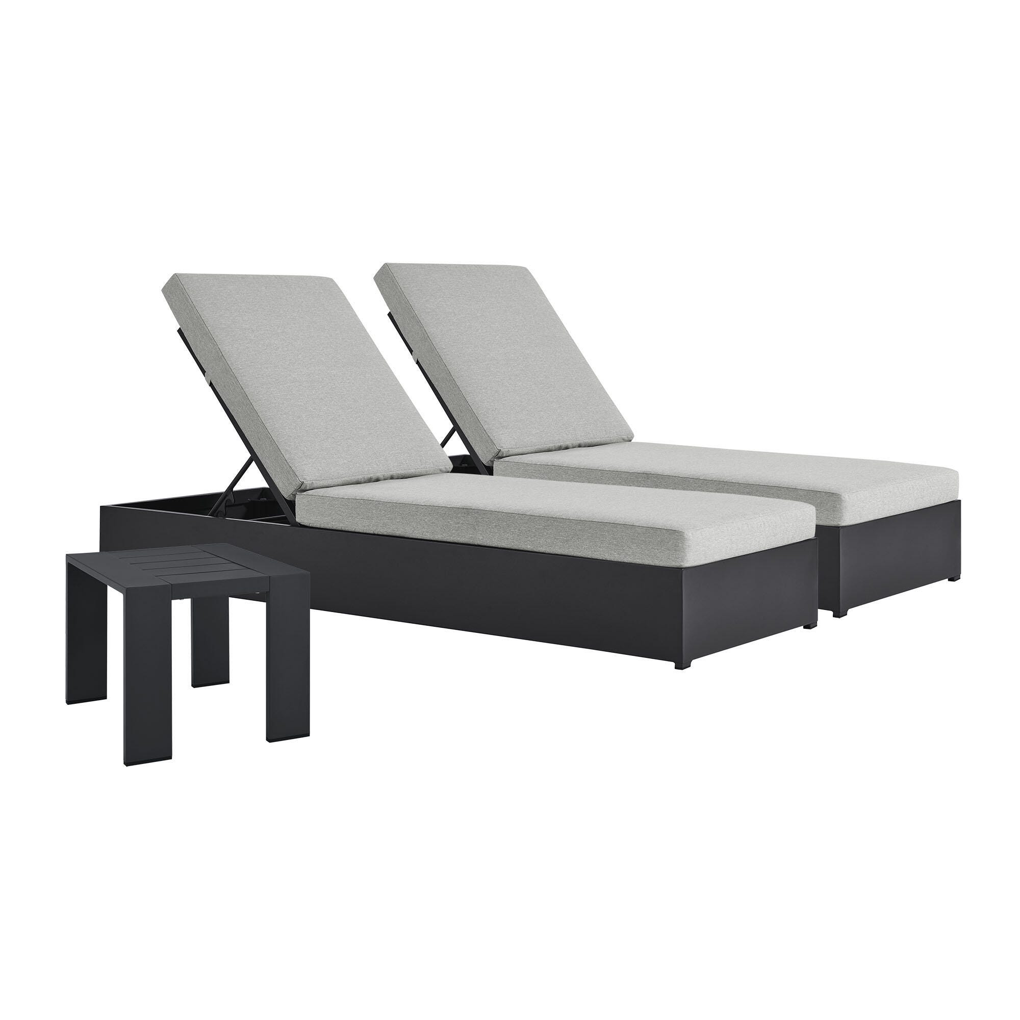 Modway Tahoe Outdoor 2 Chaise Lounge and Side Table