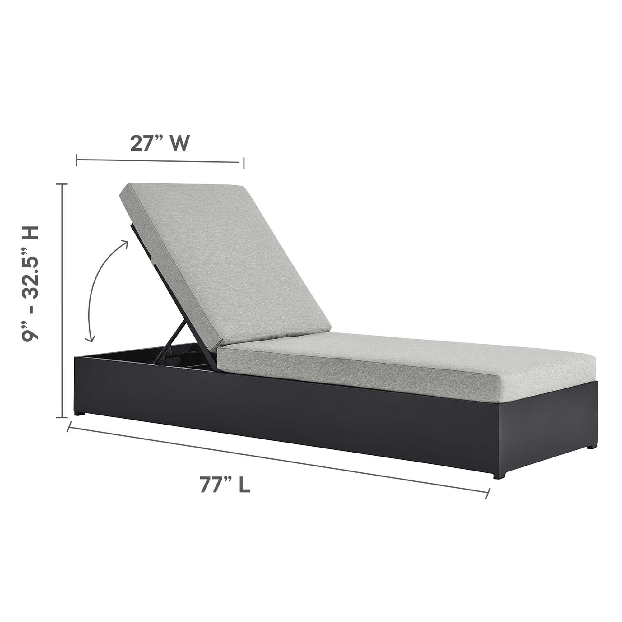 Modway Tahoe Outdoor 2 Chaise Lounge and Side Table, Gray/Gray, large