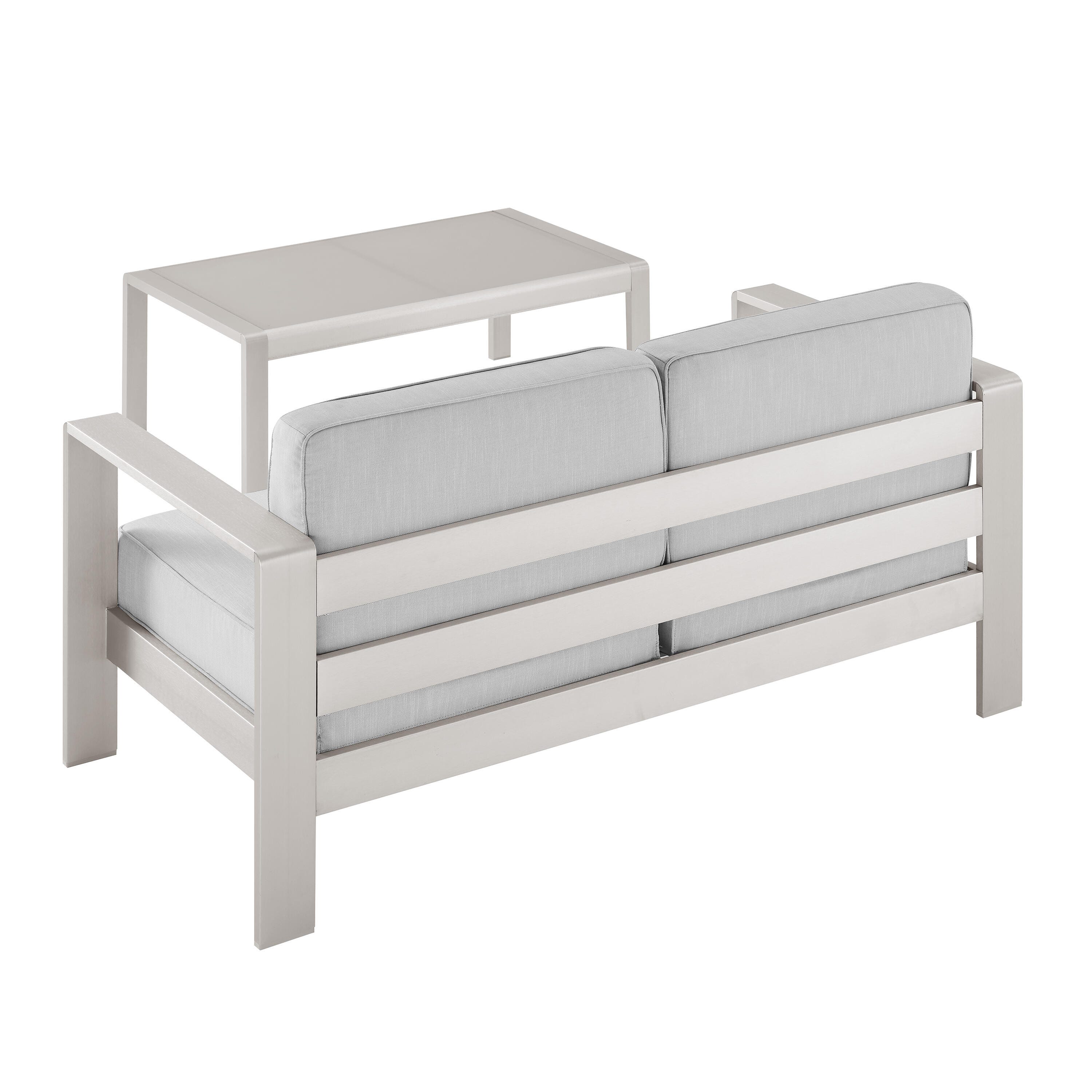 Linon Rosemary Outdoor Sofa and Coffee Table, Gray, large