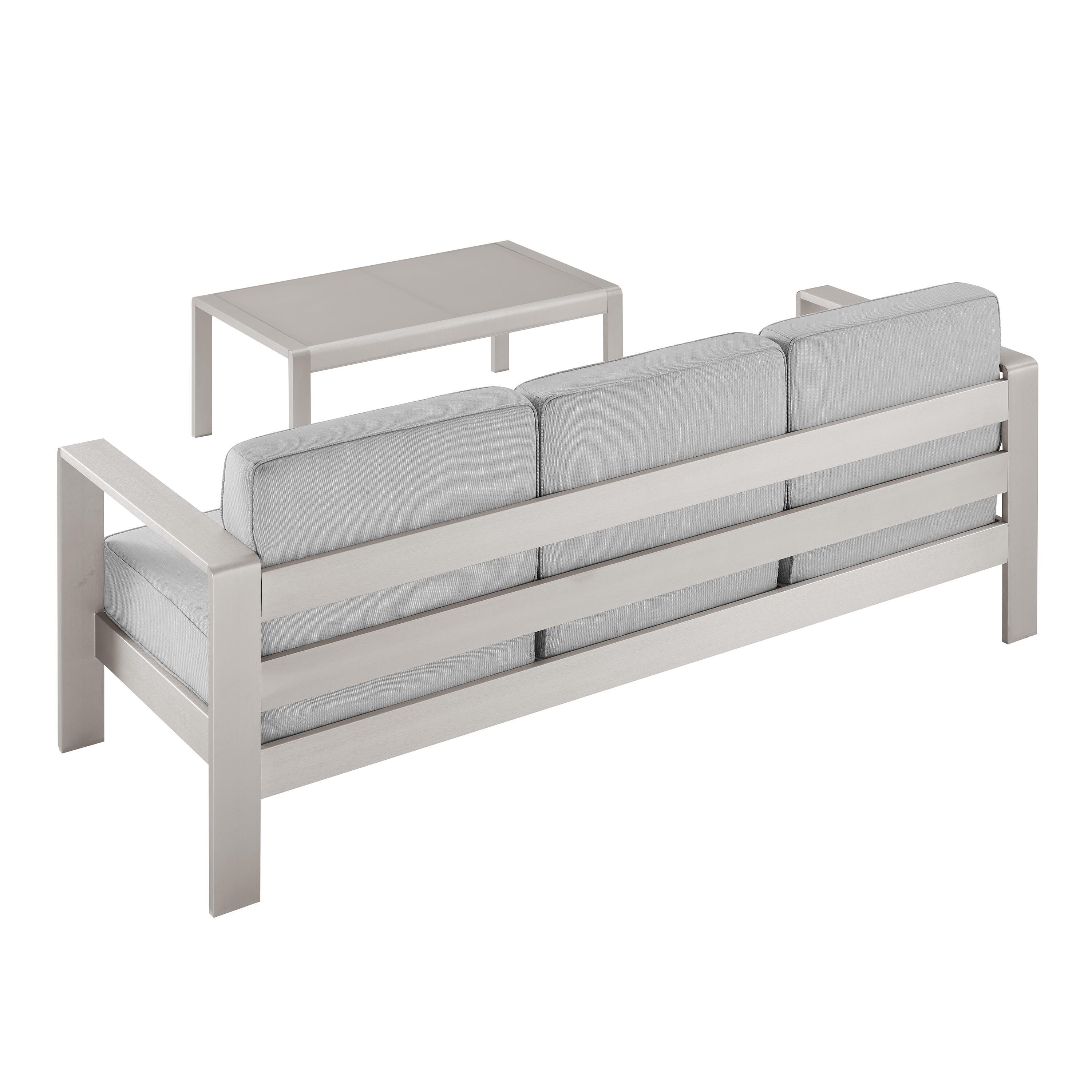 Linon Rosemary Outdoor Sofa and Coffee Table Set, Gray, large
