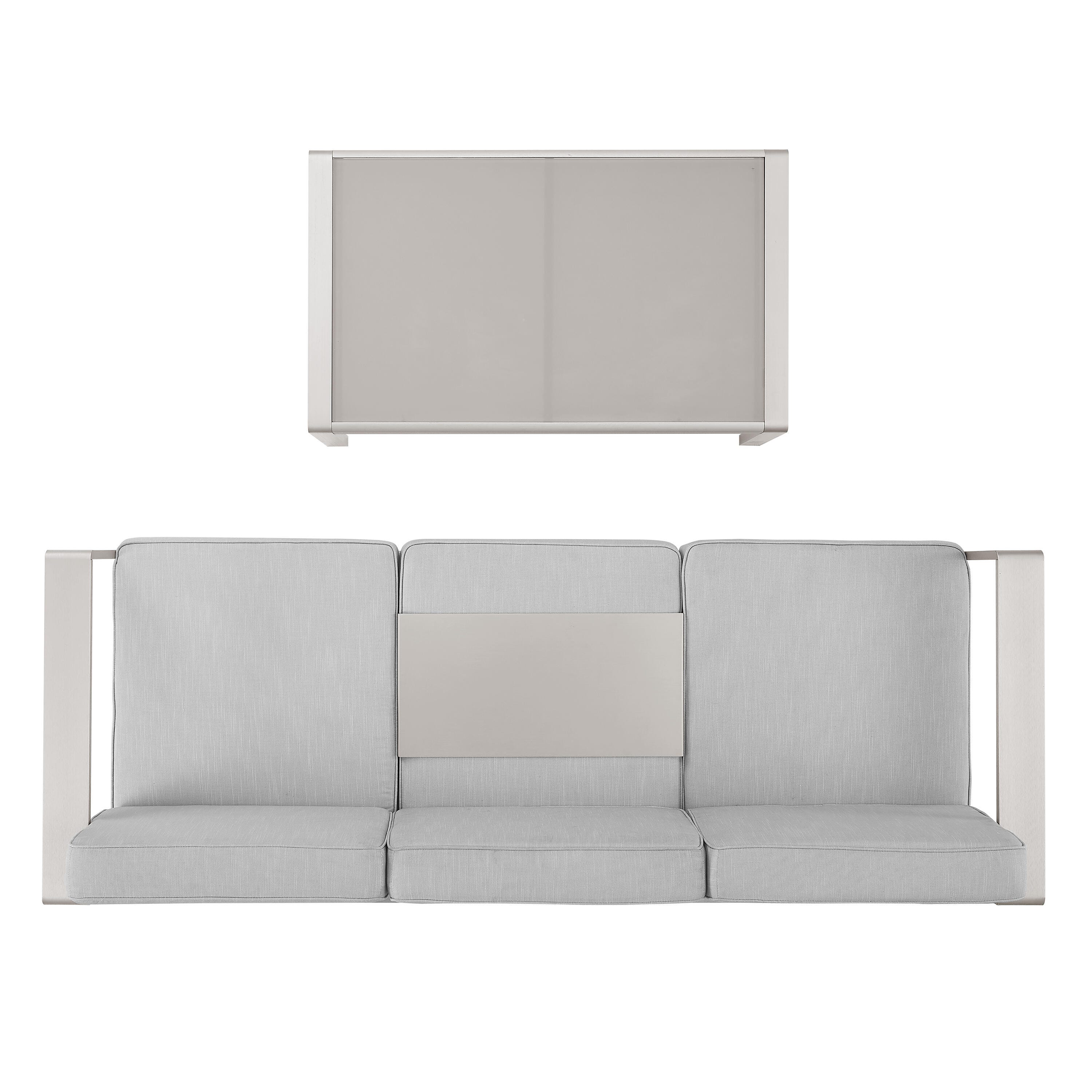 Linon Rosemary Outdoor Sofa and Coffee Table Set, Gray, large