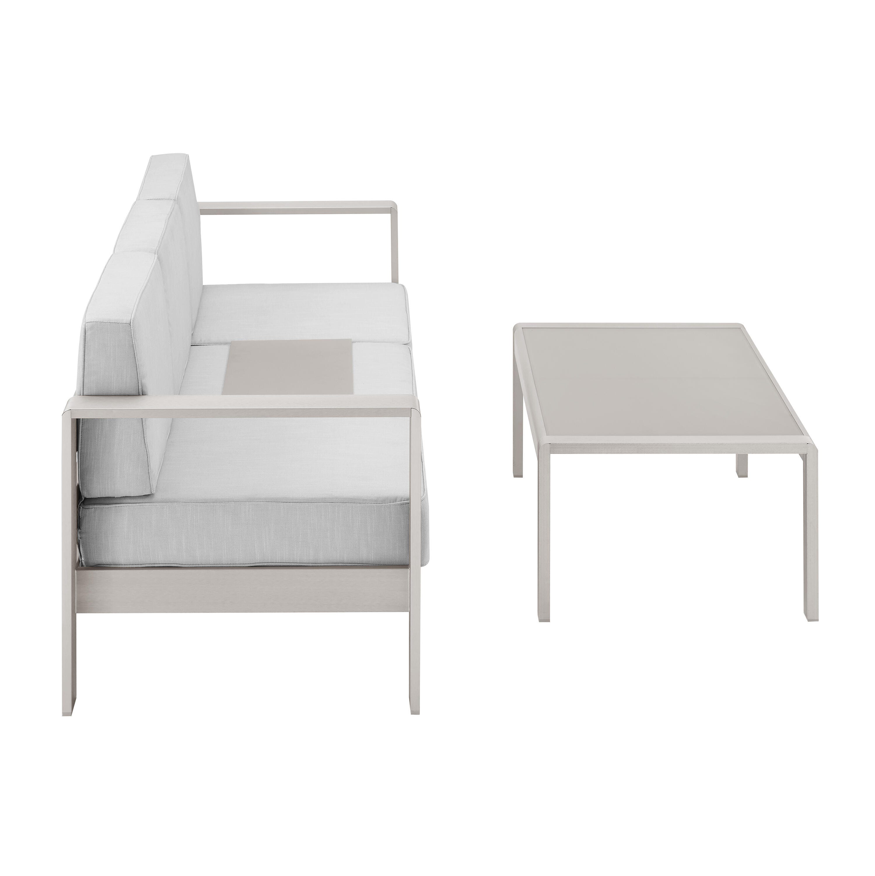Linon Rosemary Outdoor Sofa and Coffee Table Set, Gray, large