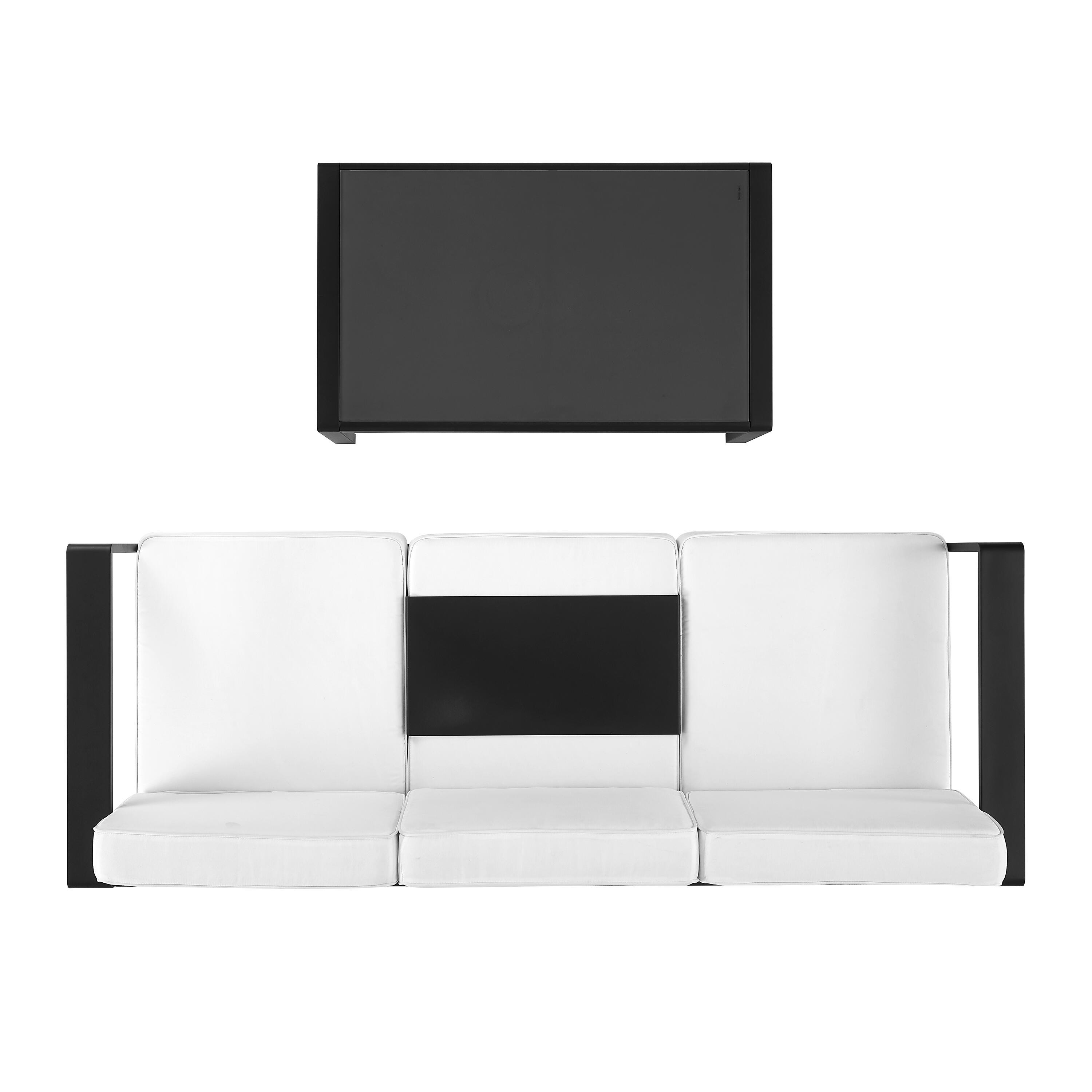 Linon Rosemary Outdoor Sofa and Coffee Table Set, Black, large