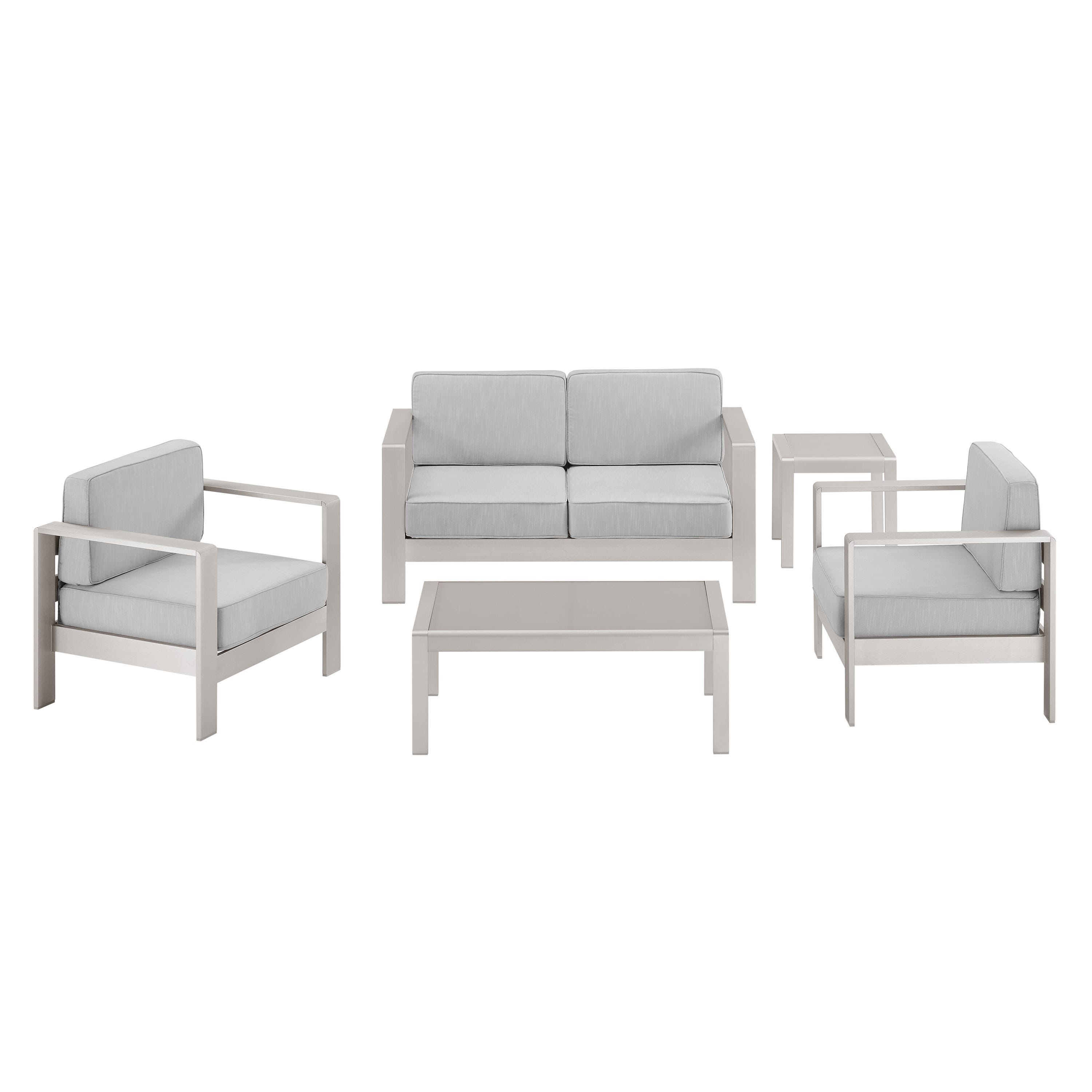 Linon Rosemary Outdoor Conversation Set, Gray, large