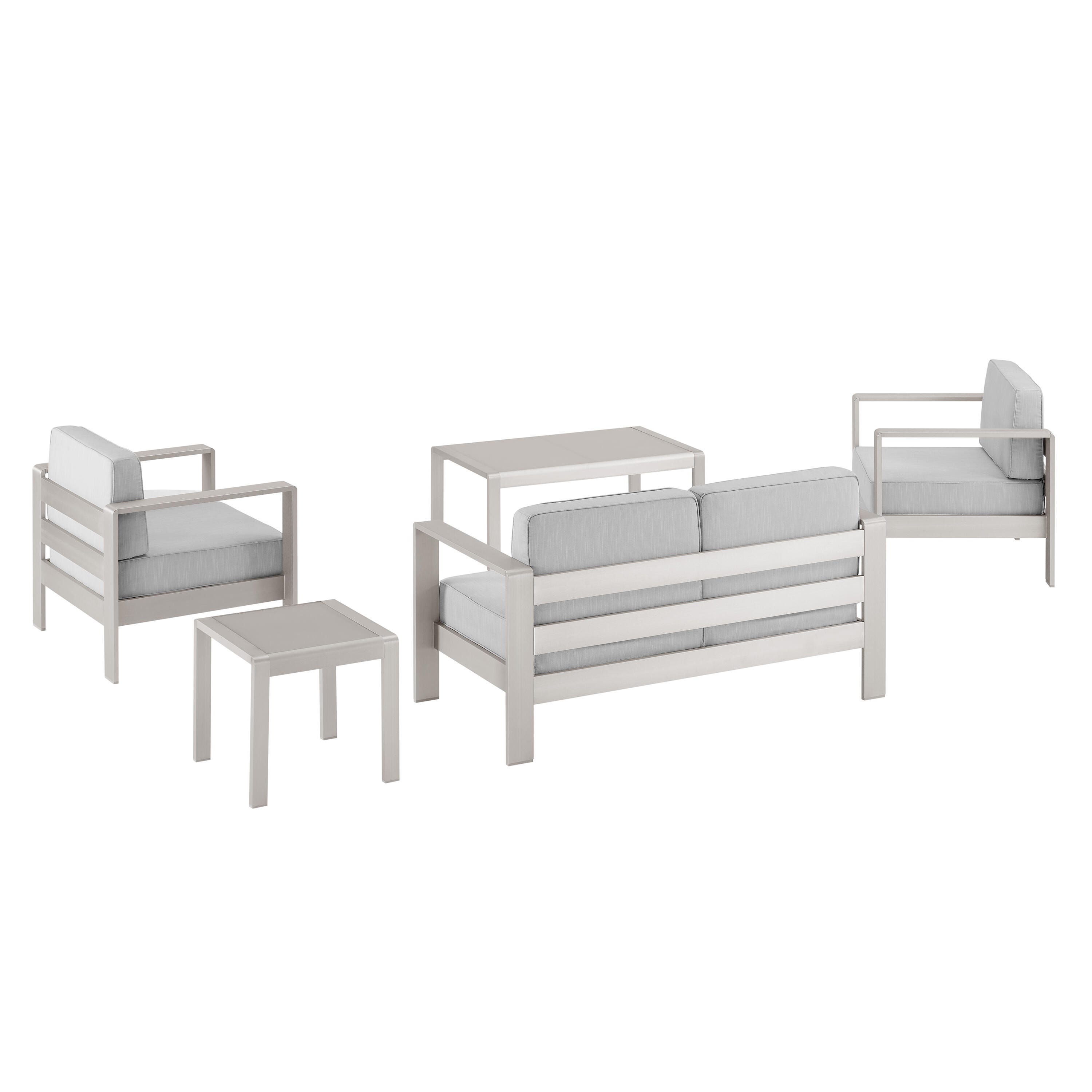 Linon Rosemary Outdoor Conversation Set, Gray, large