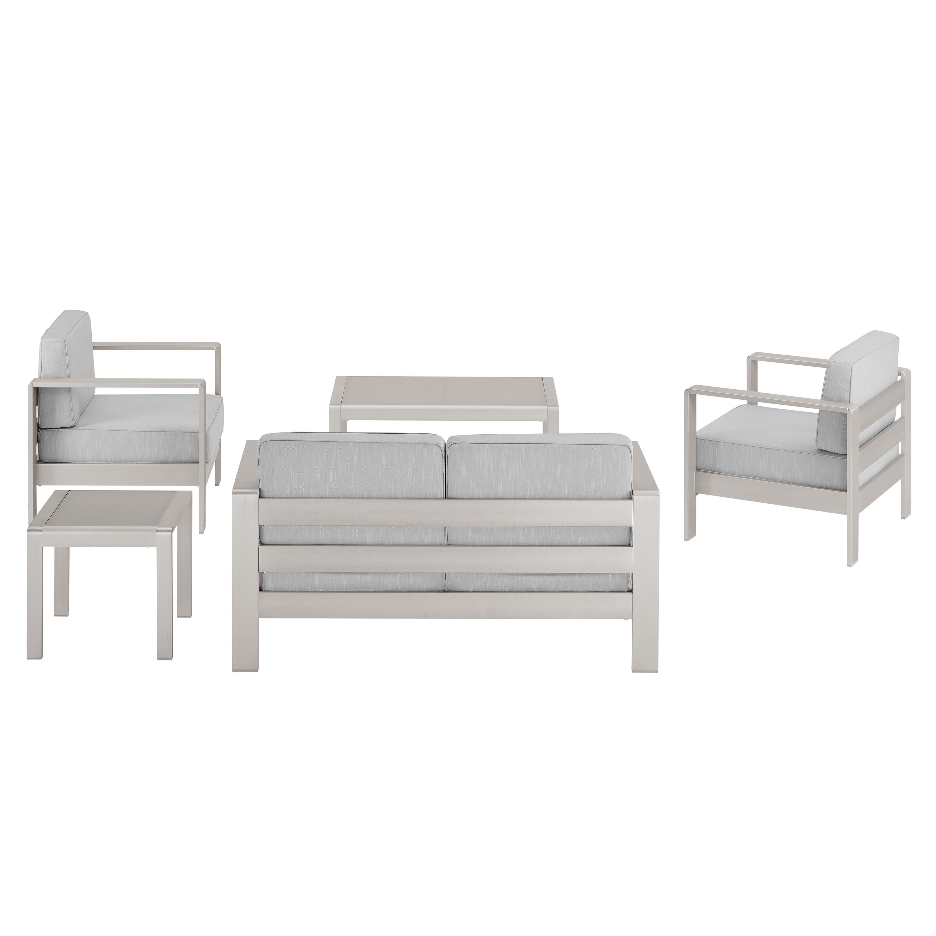 Linon Rosemary Outdoor Conversation Set, Gray, large