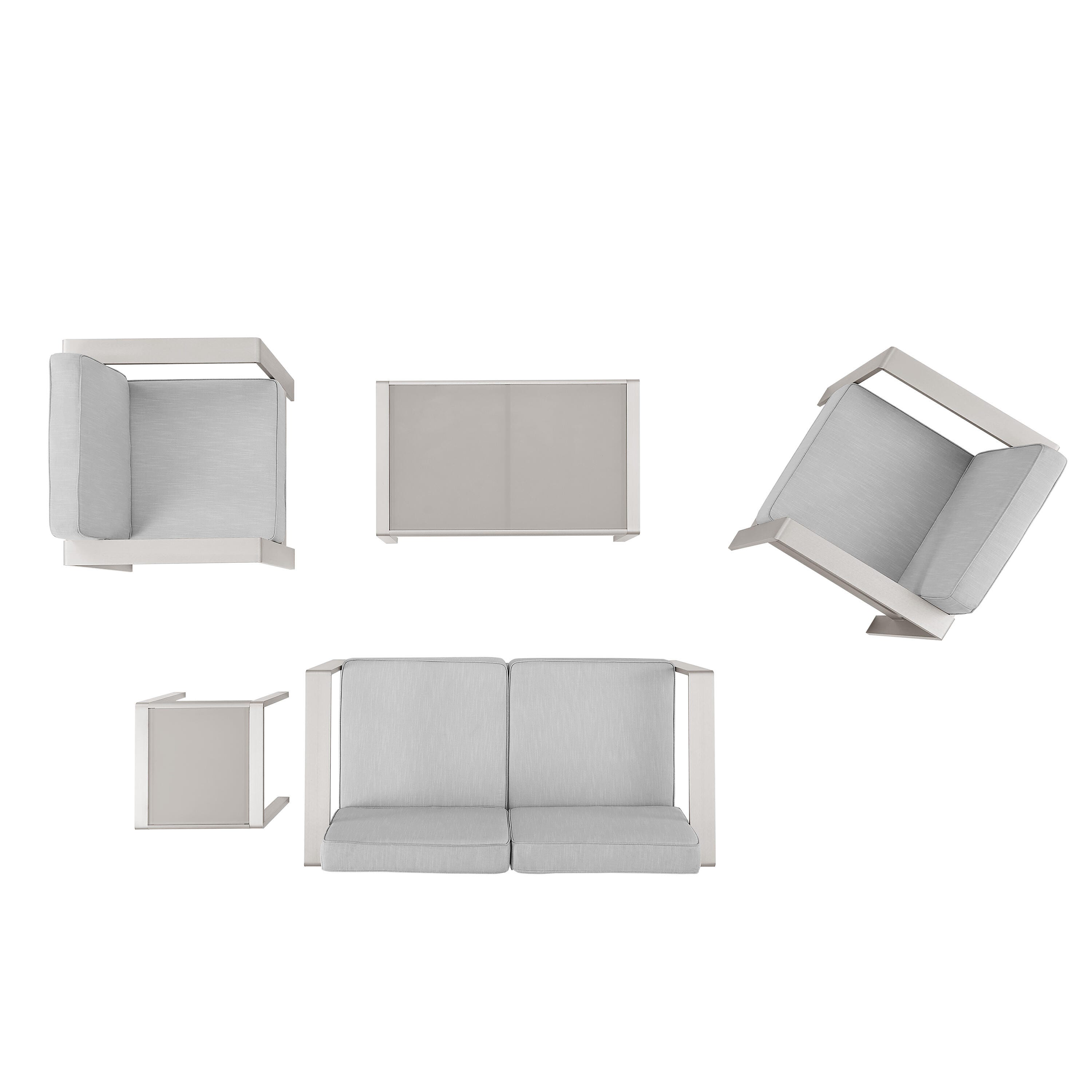 Linon Rosemary Outdoor Conversation Set, Gray, large