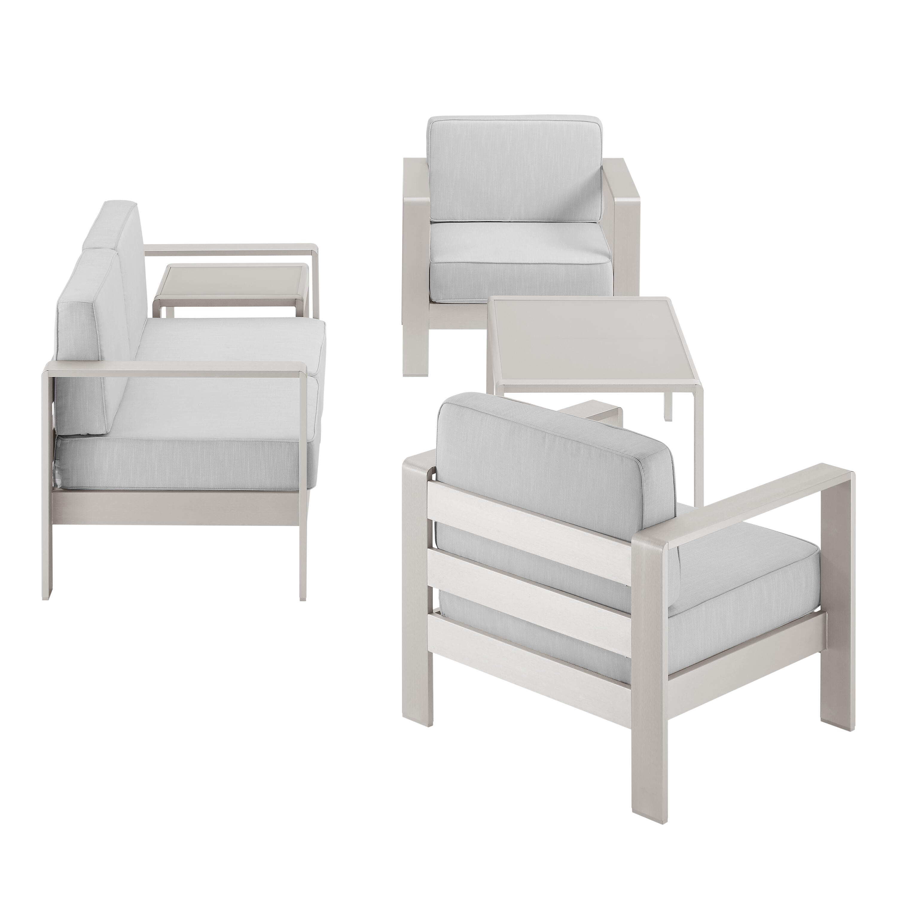 Linon Rosemary Outdoor Conversation Set, Gray, large