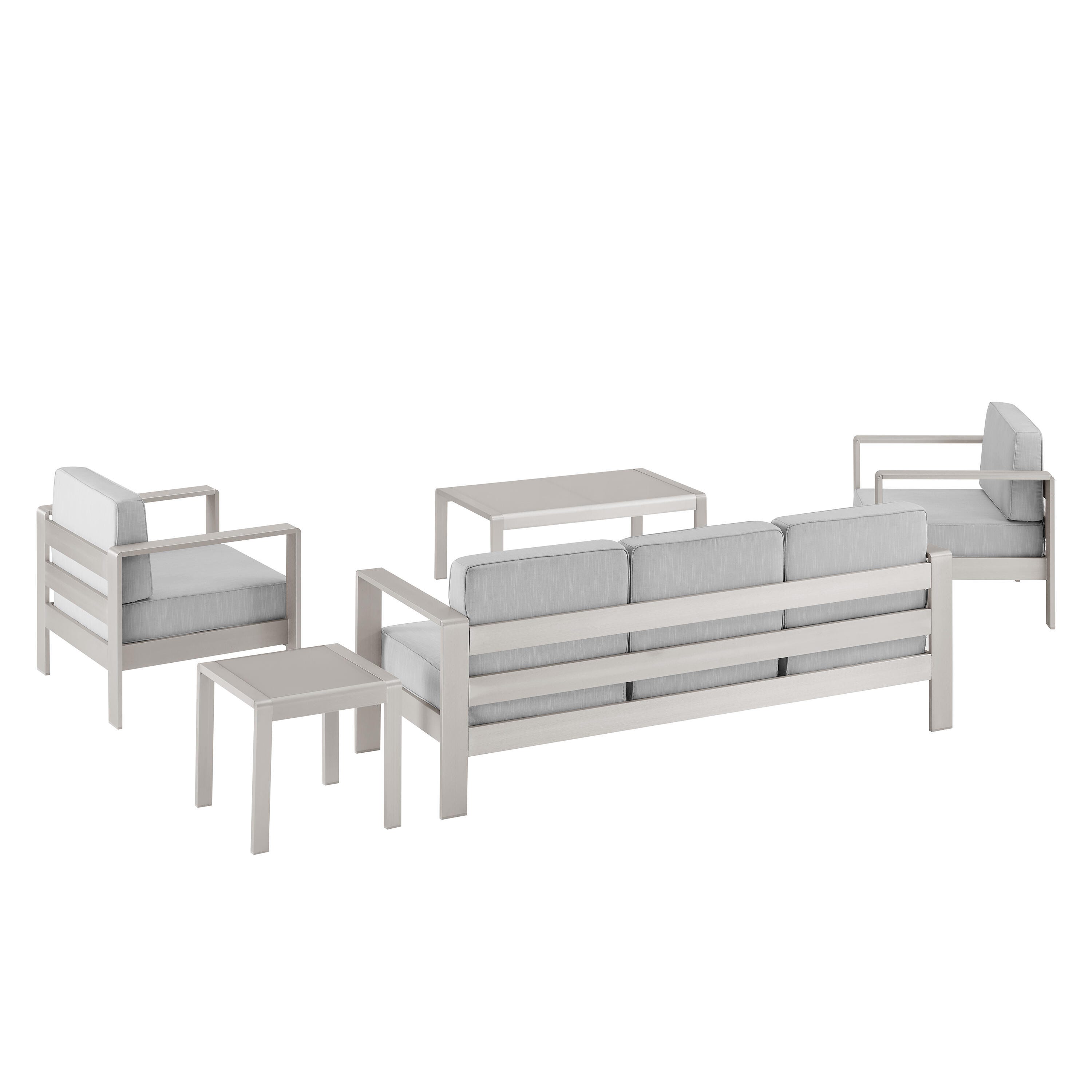Linon Rosemary Outdoor Conversation Set with Coffee Table, Gray, large
