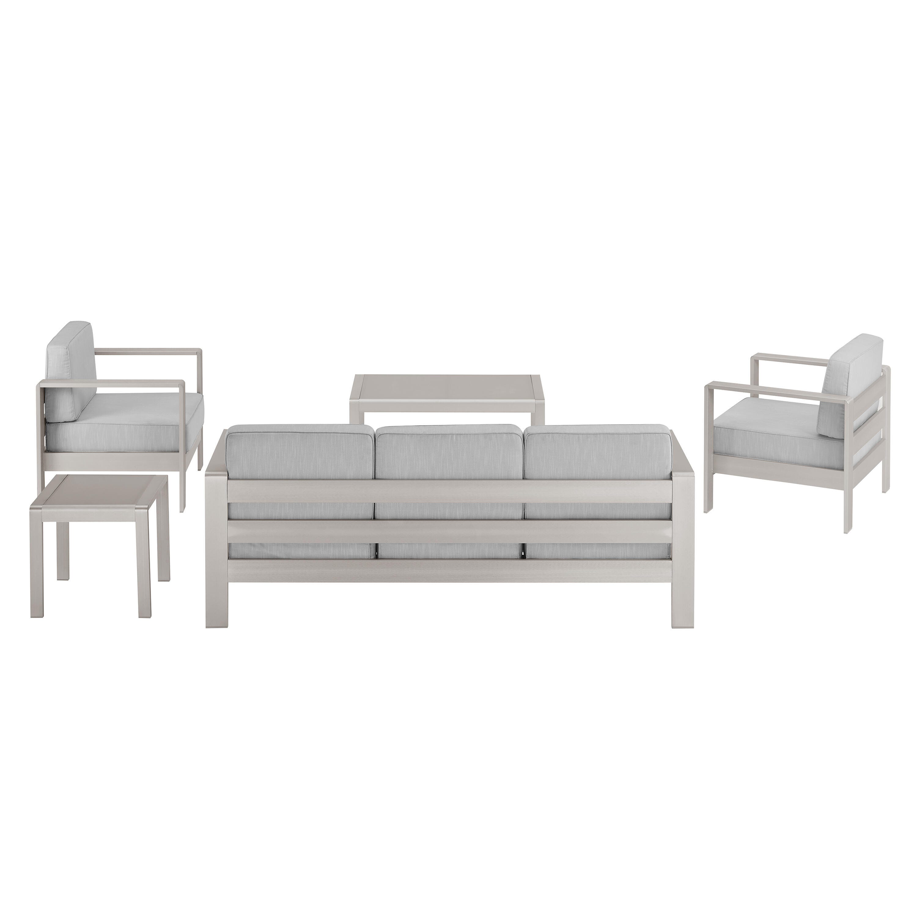 Linon Rosemary Outdoor Conversation Set with Coffee Table, Gray, large