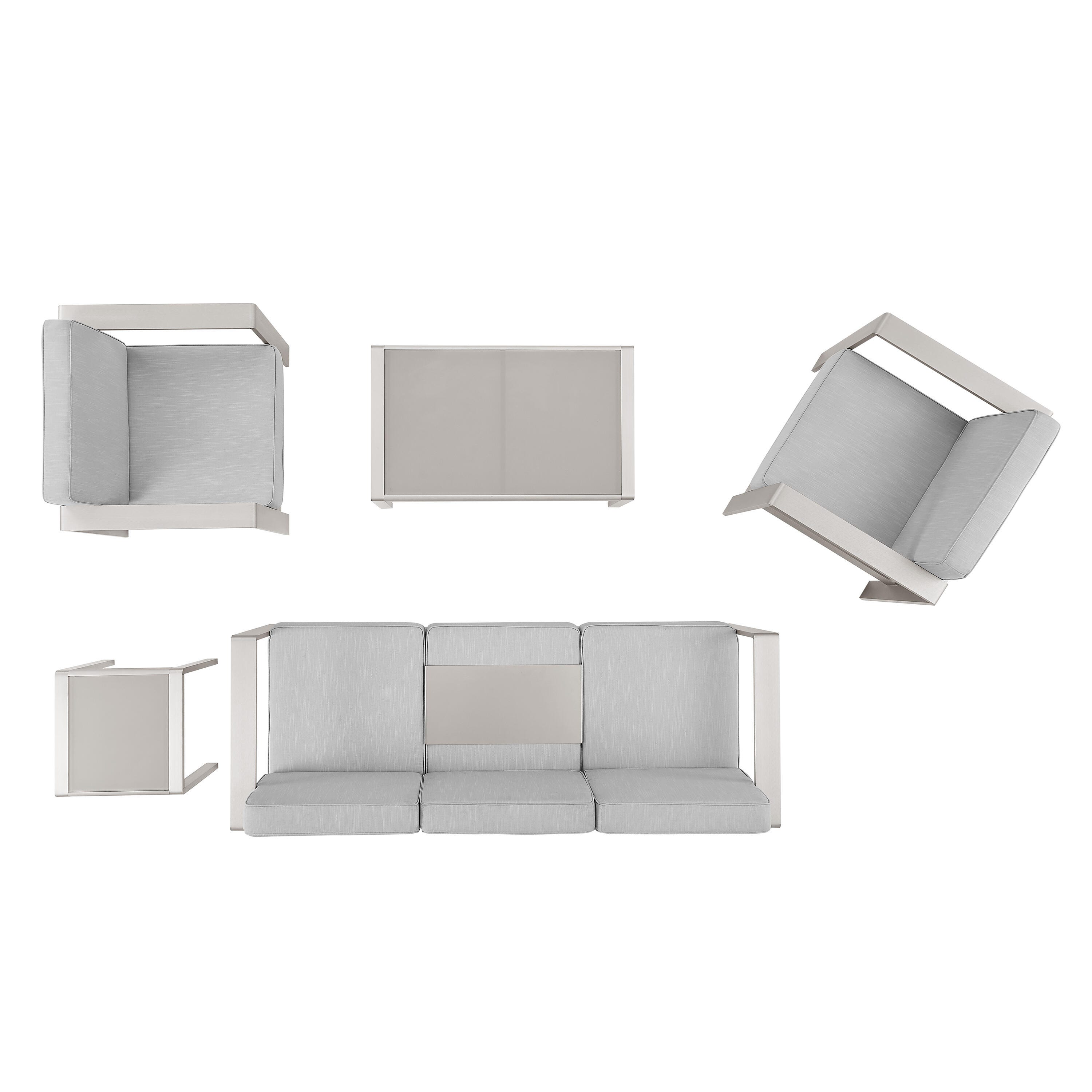 Linon Rosemary Outdoor Conversation Set with Coffee Table, Gray, large