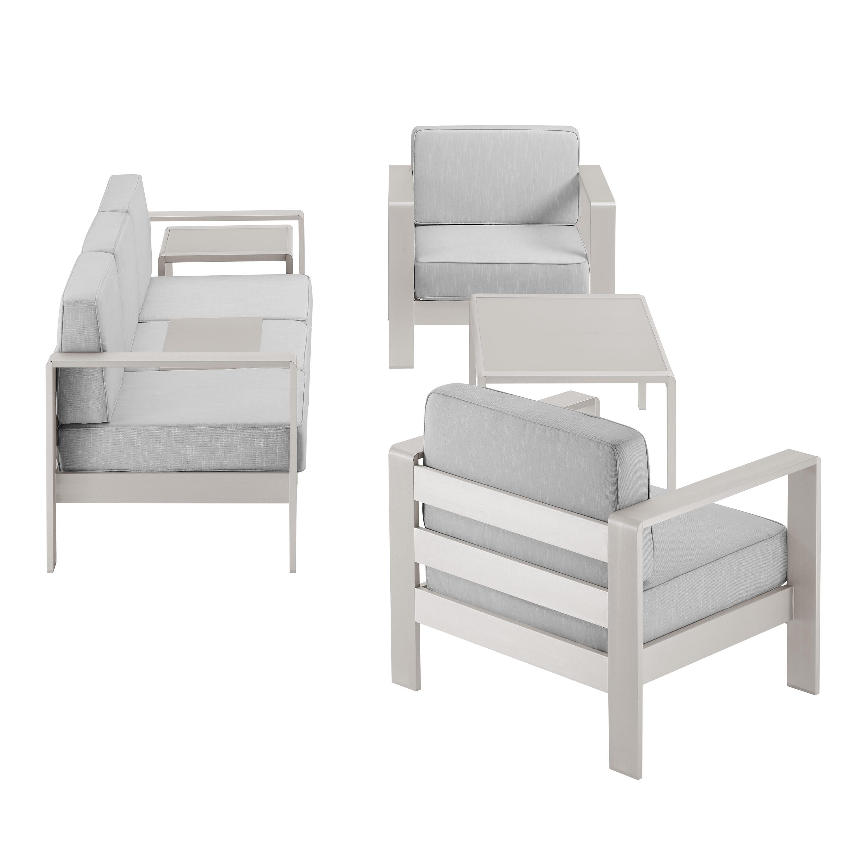 Linon Rosemary Outdoor Conversation Set with Coffee Table, Gray, large