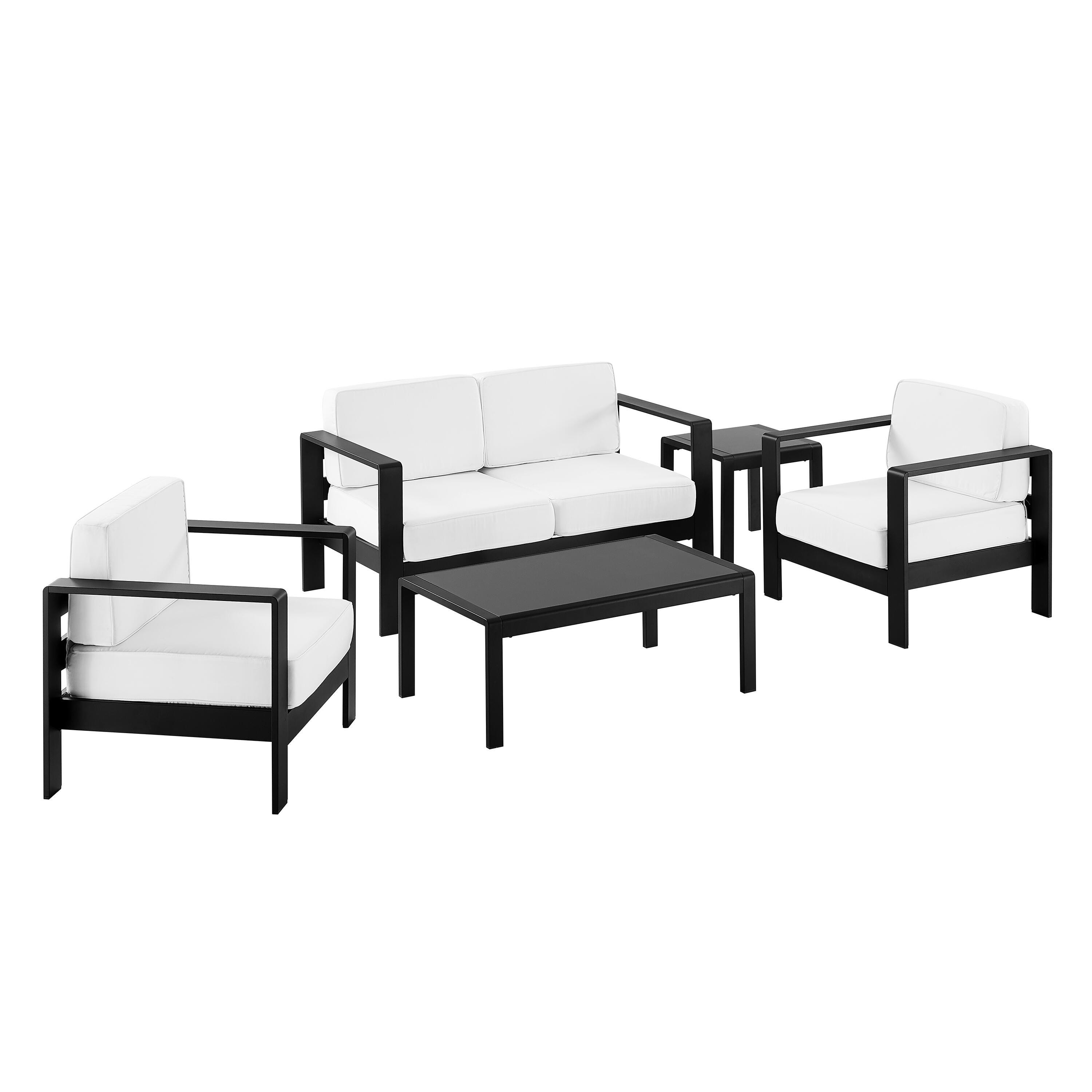 Linon Rosemary Outdoor Conversation Set, Black, large