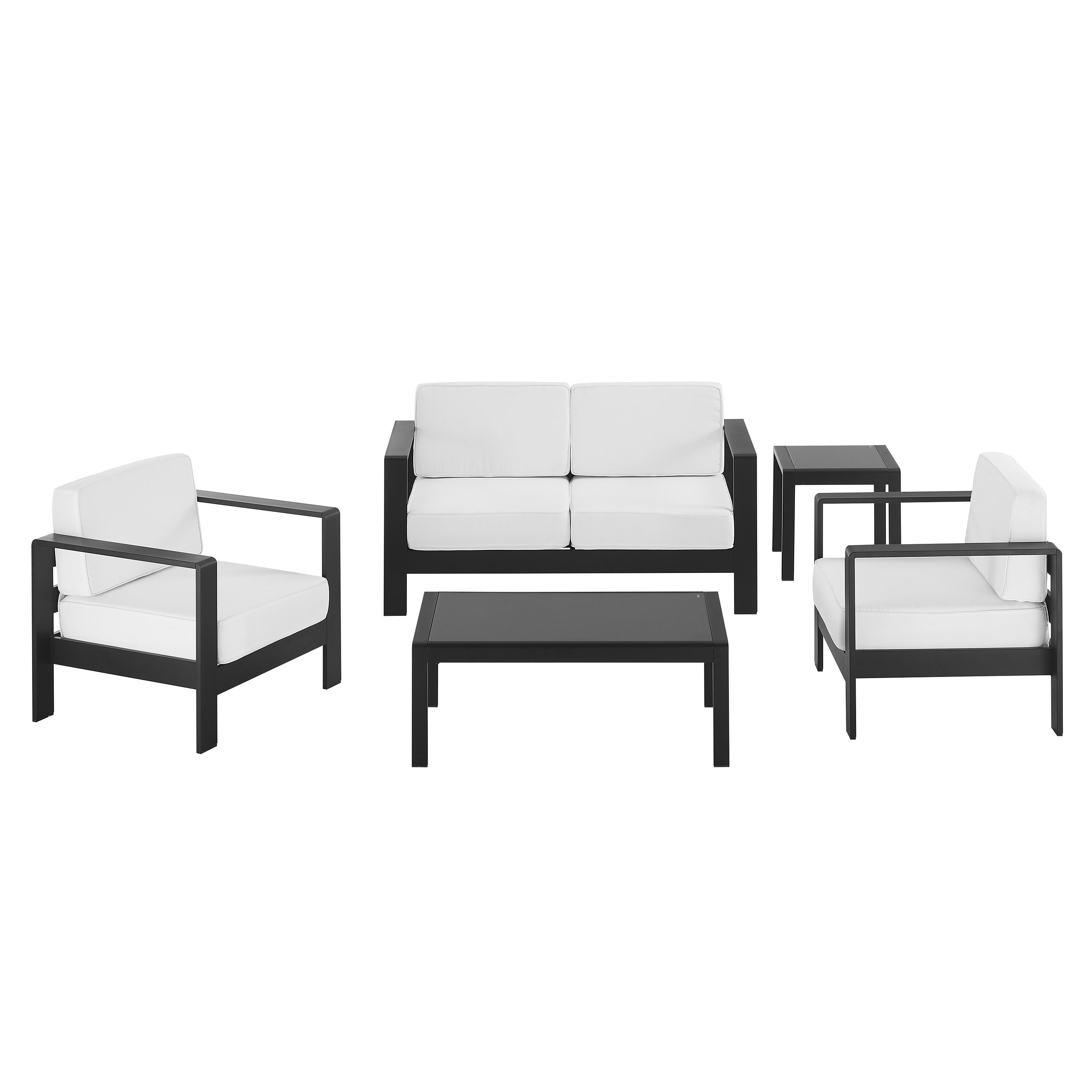 Linon Rosemary Outdoor Conversation Set, Black, large