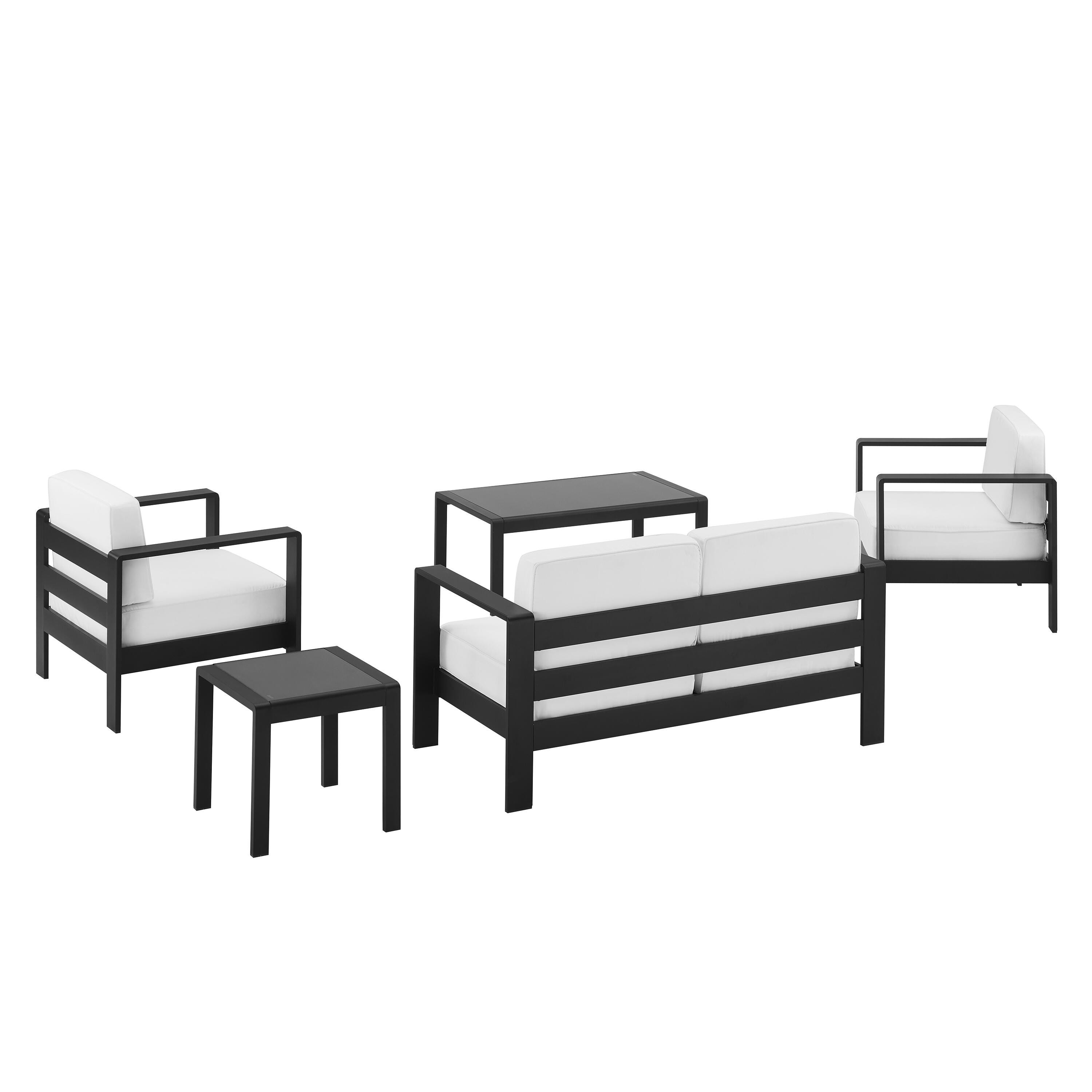 Linon Rosemary Outdoor Conversation Set, Black, large