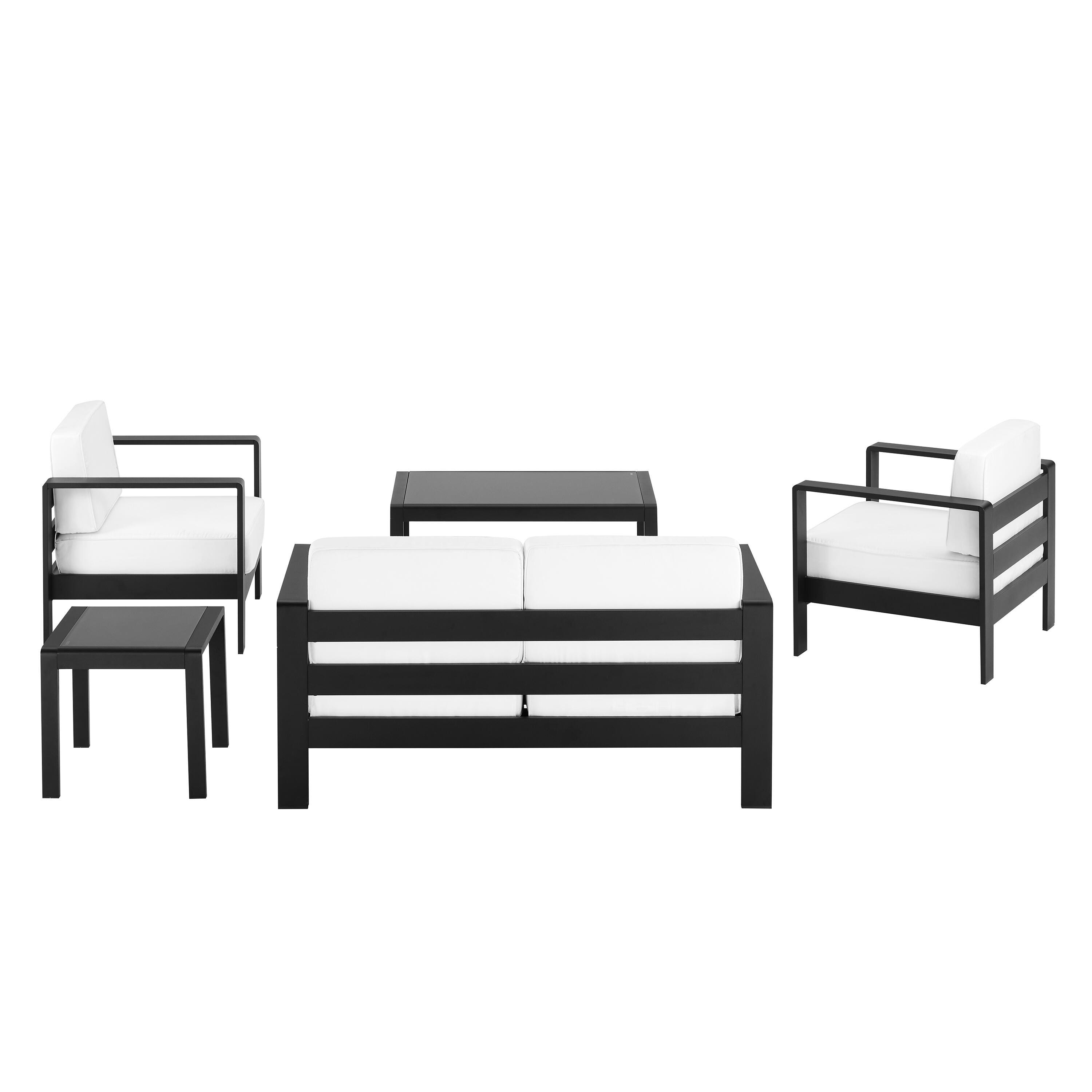 Linon Rosemary Outdoor Conversation Set, Black, large