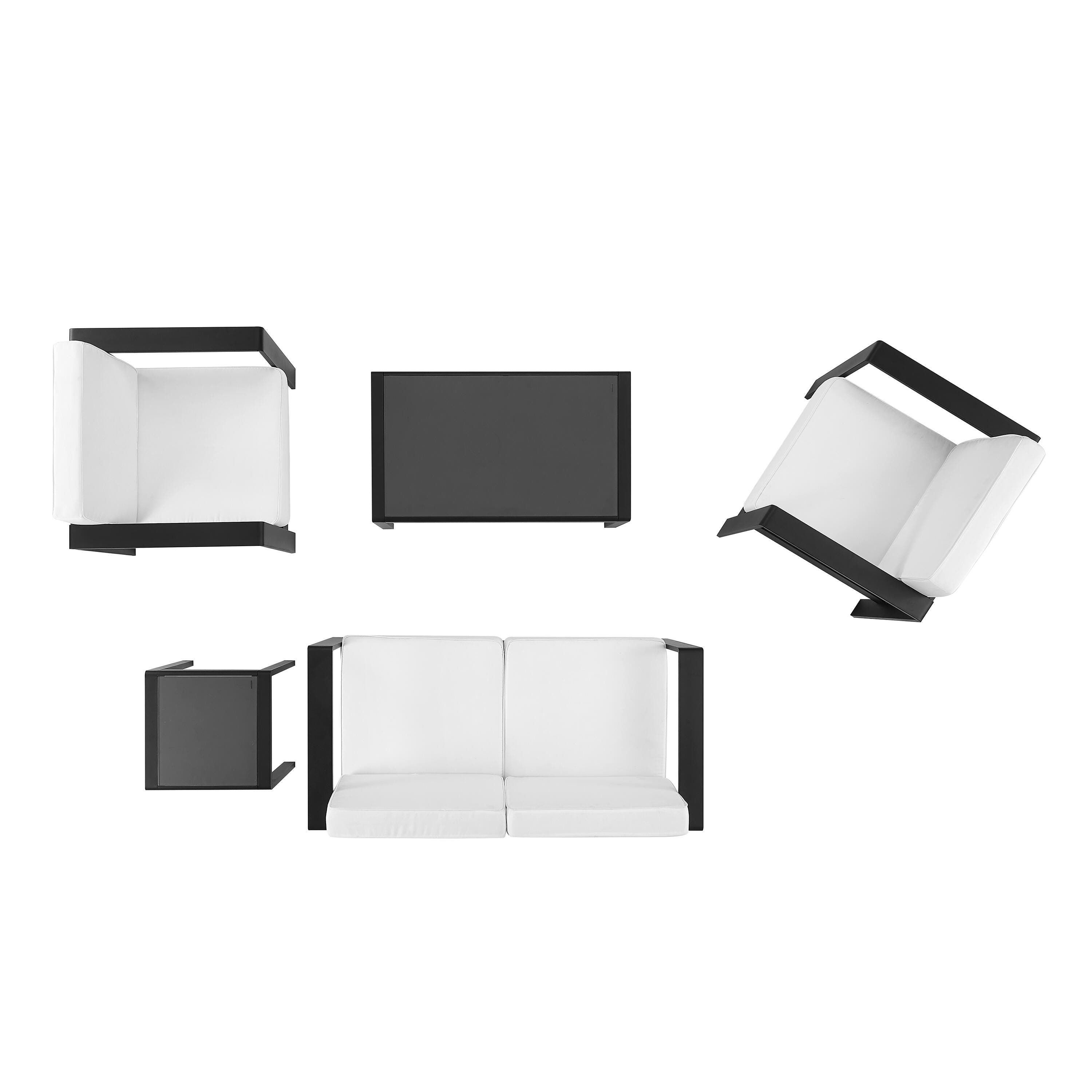 Linon Rosemary Outdoor Conversation Set, Black, large