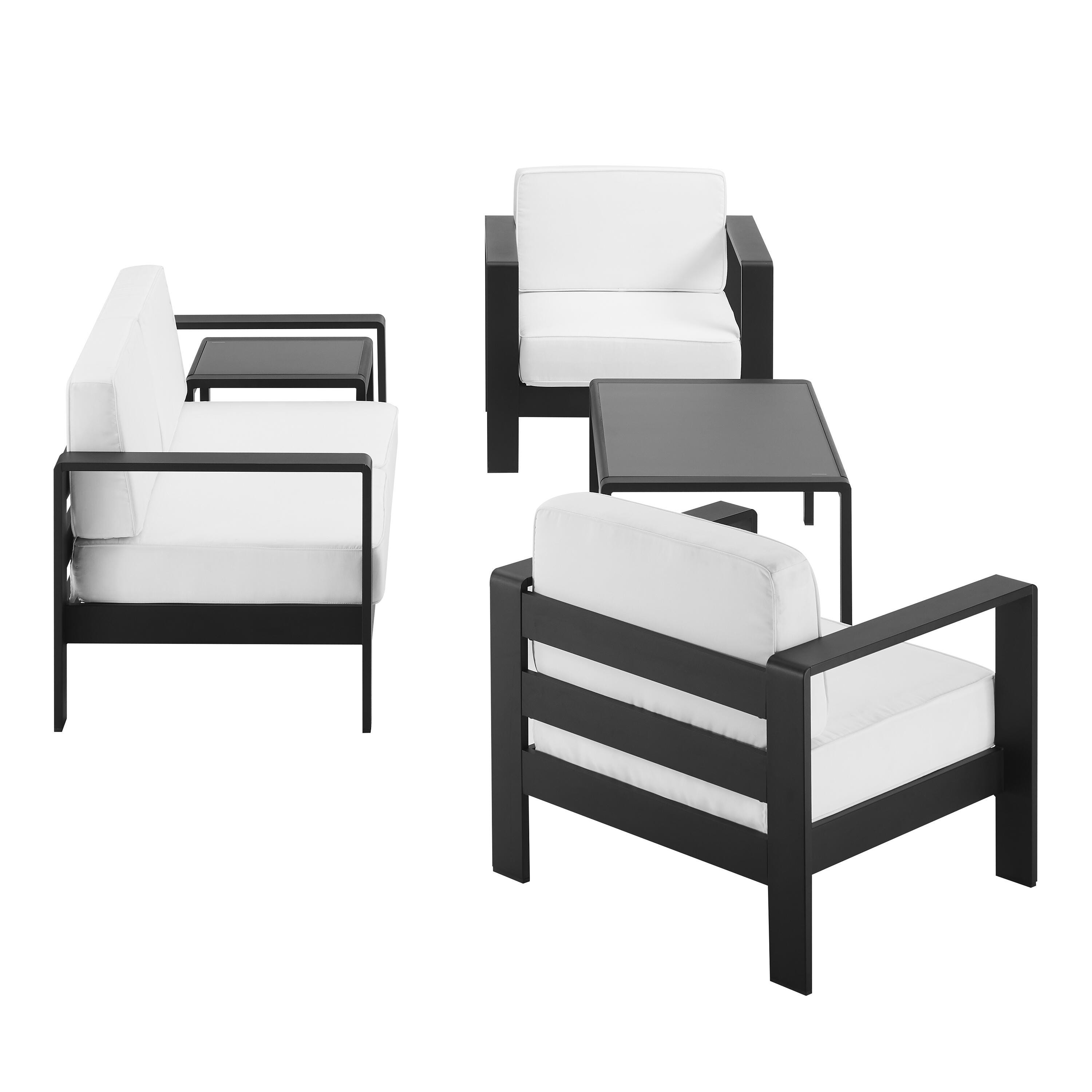 Linon Rosemary Outdoor Conversation Set, Black, large