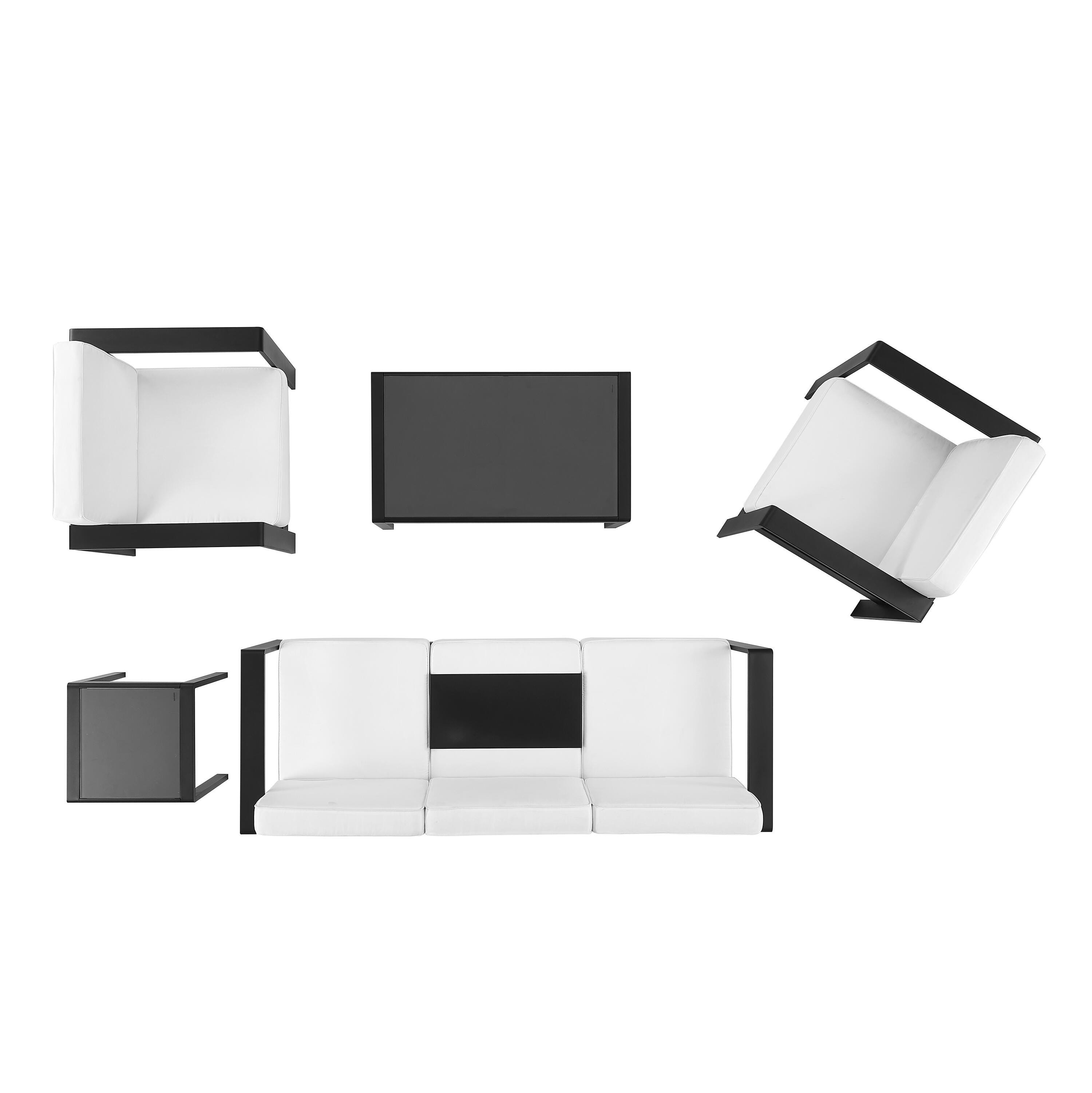 Linon Rosemary Outdoor Conversation Set with Coffee Table, Black, large