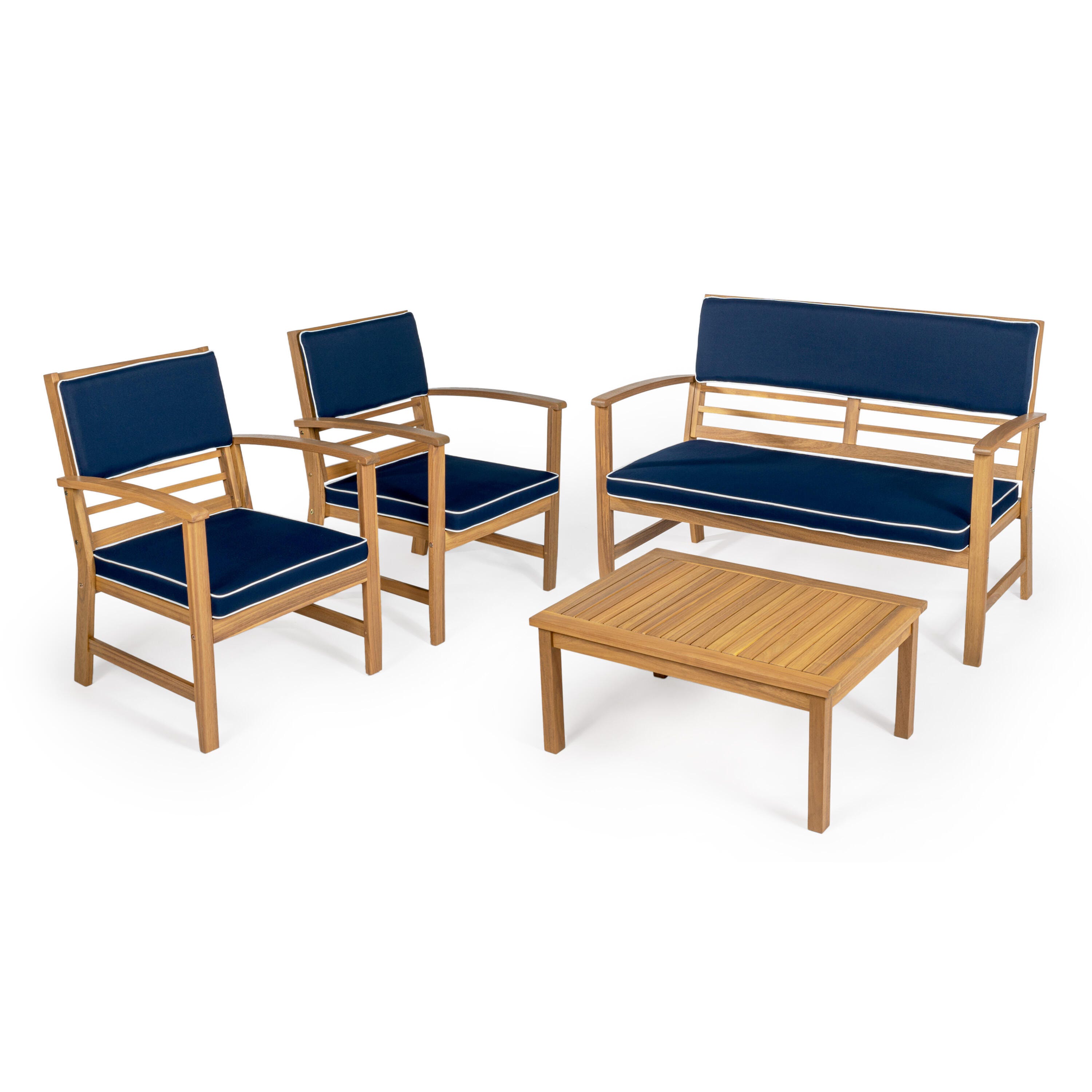Jonathan Y Barclay Outdoor Sofa and 2 Chairs with Coffee Table