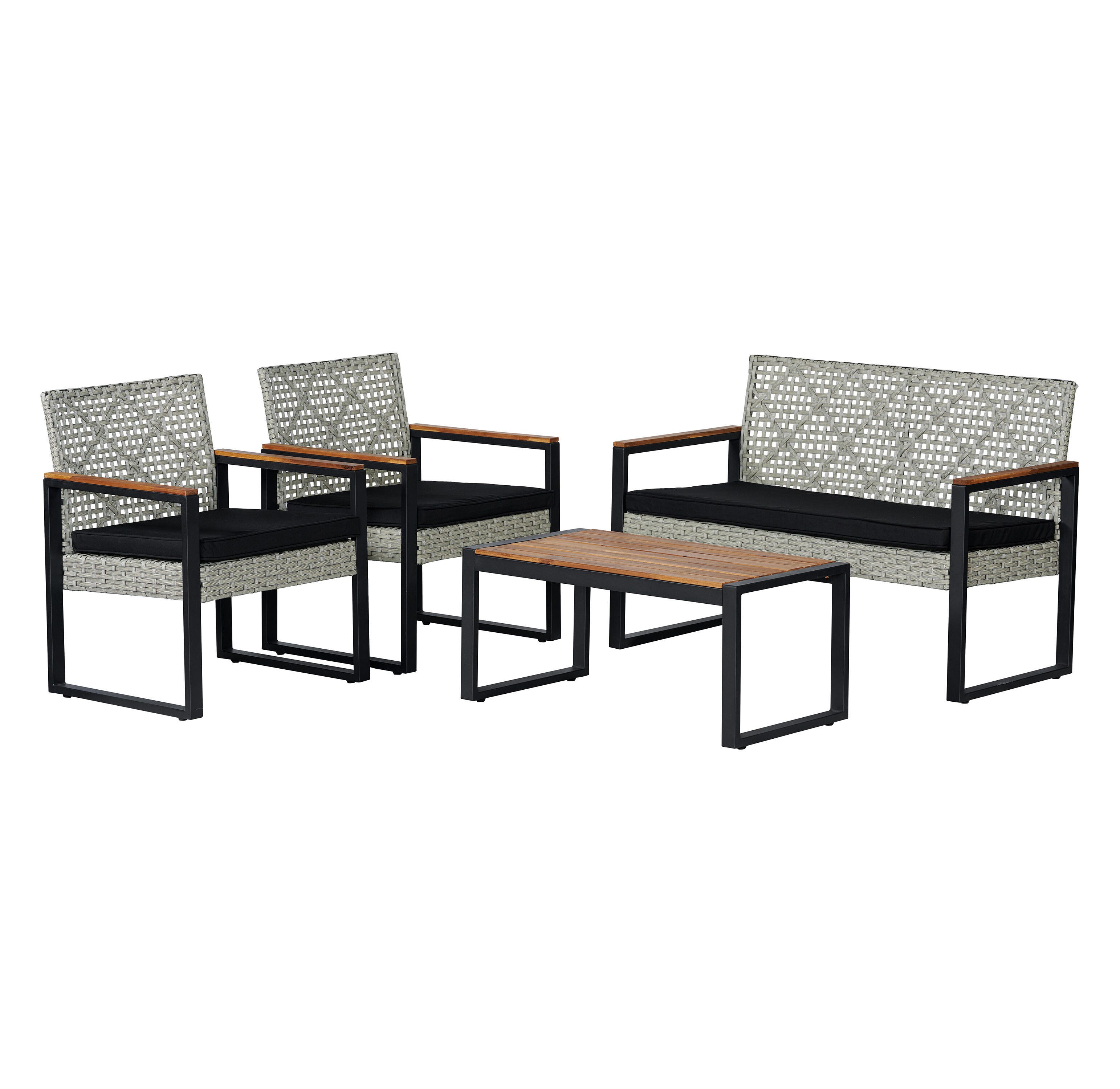 JONATHAN Y Wilder Outdoor Sofa and 2 Chairs with Coffee Table, , large