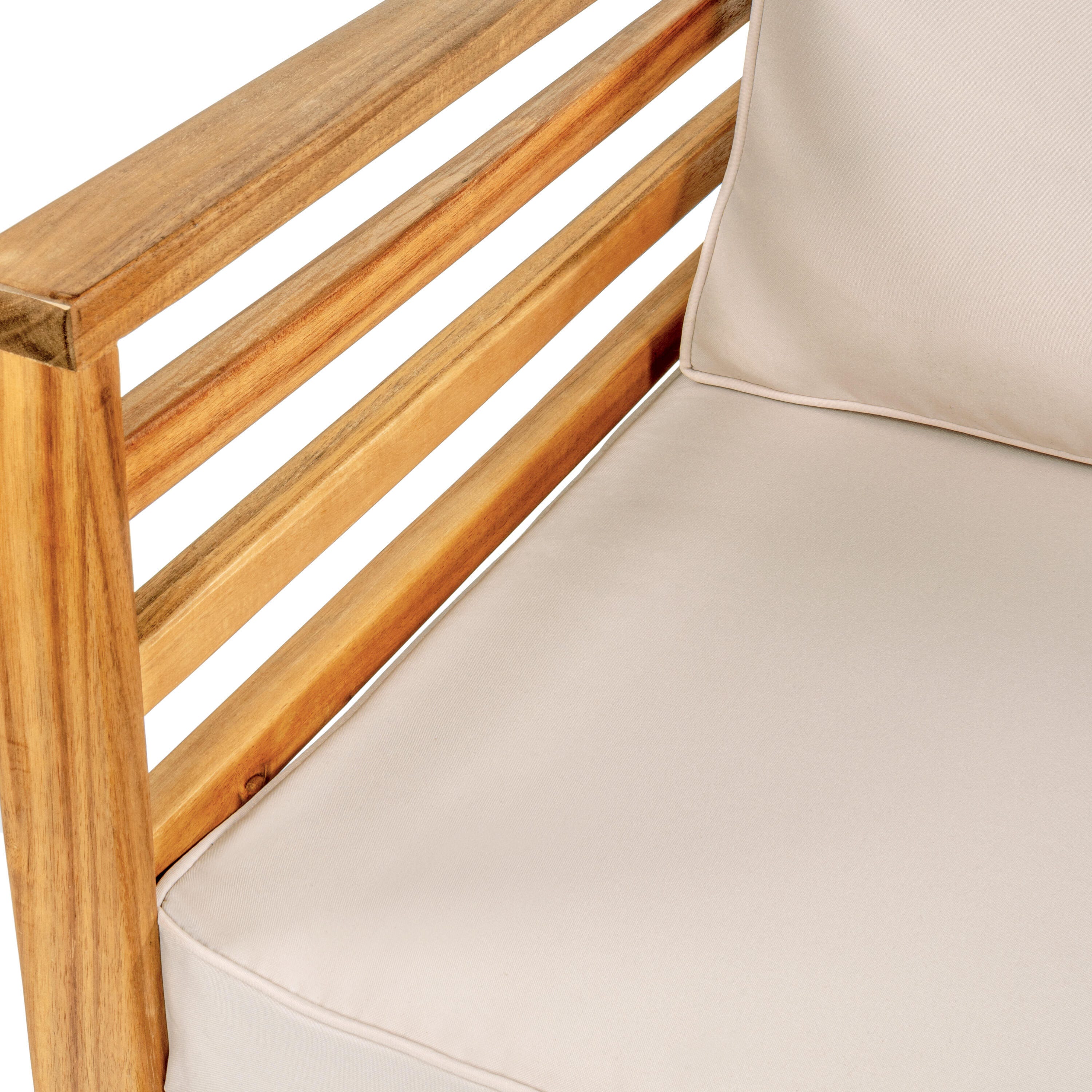 JONATHAN Y Thom Outdoor Sofa and 2 Chairs with Coffee Table, Tan, large