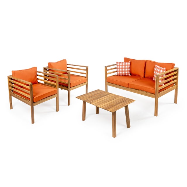 Jonathan Y Thom Outdoor Sofa and 2 Chairs with Coffee Table