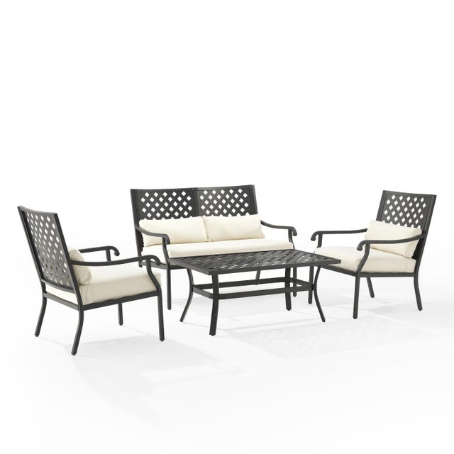 Crosley Furniture Alistair Outdoor Loveseat and 2 Lounge Chairs with Coffee Table